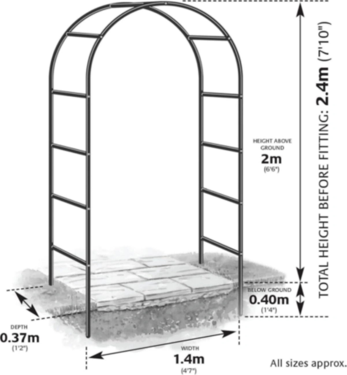 9FT Garden Arch Trellis, Metal Tubular Floral Climbing Plant Archway for Balloon Wedding Party Decoration view 4