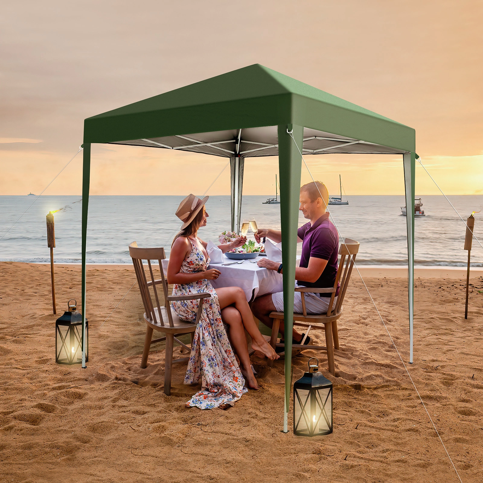 2x2m Green Waterproof Folding Tent, Right-Angle Portable Shelter Canopy for Outdoor Camping & Garden view 10