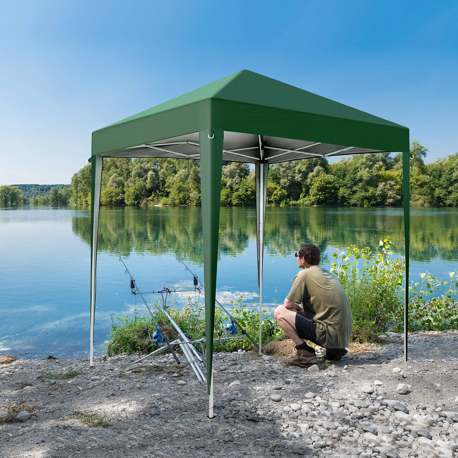 2x2m Green Waterproof Folding Tent, Right-Angle Portable Shelter Canopy for Outdoor Camping & Garden view 7