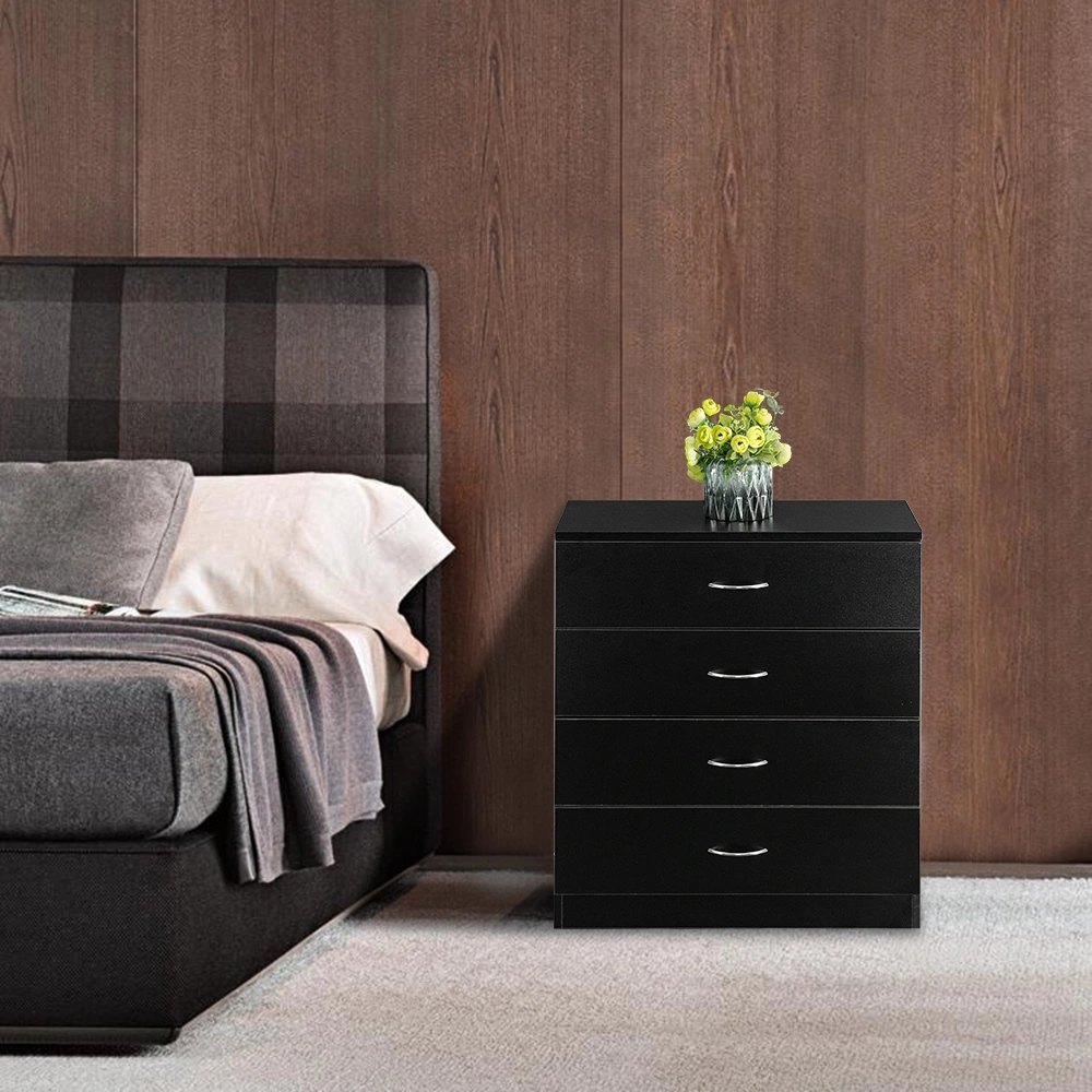 Modern 4-Drawer Dresser Cabinet, Black Storage Console with Simple Design, Bedroom Living Room Organizer