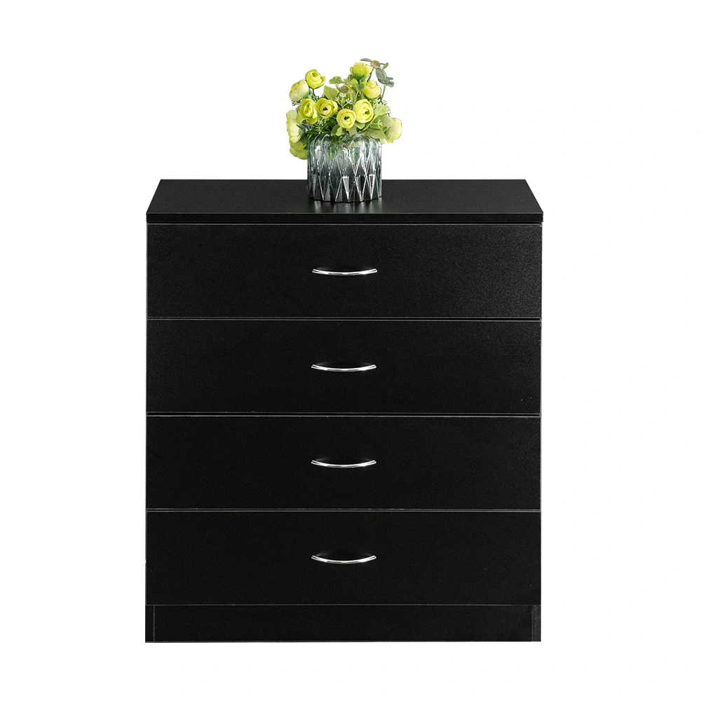 Modern 4-Drawer Dresser Cabinet, Black Storage Console with Simple Design, Bedroom Living Room Organizer view 4