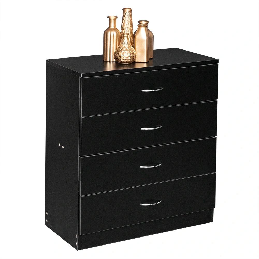 Modern 4-Drawer Dresser Cabinet, Black Storage Console with Simple Design, Bedroom Living Room Organizer view 5