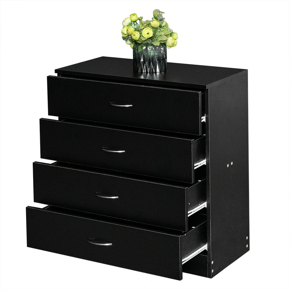 Modern 4-Drawer Dresser Cabinet, Black Storage Console with Simple Design, Bedroom Living Room Organizer view 9