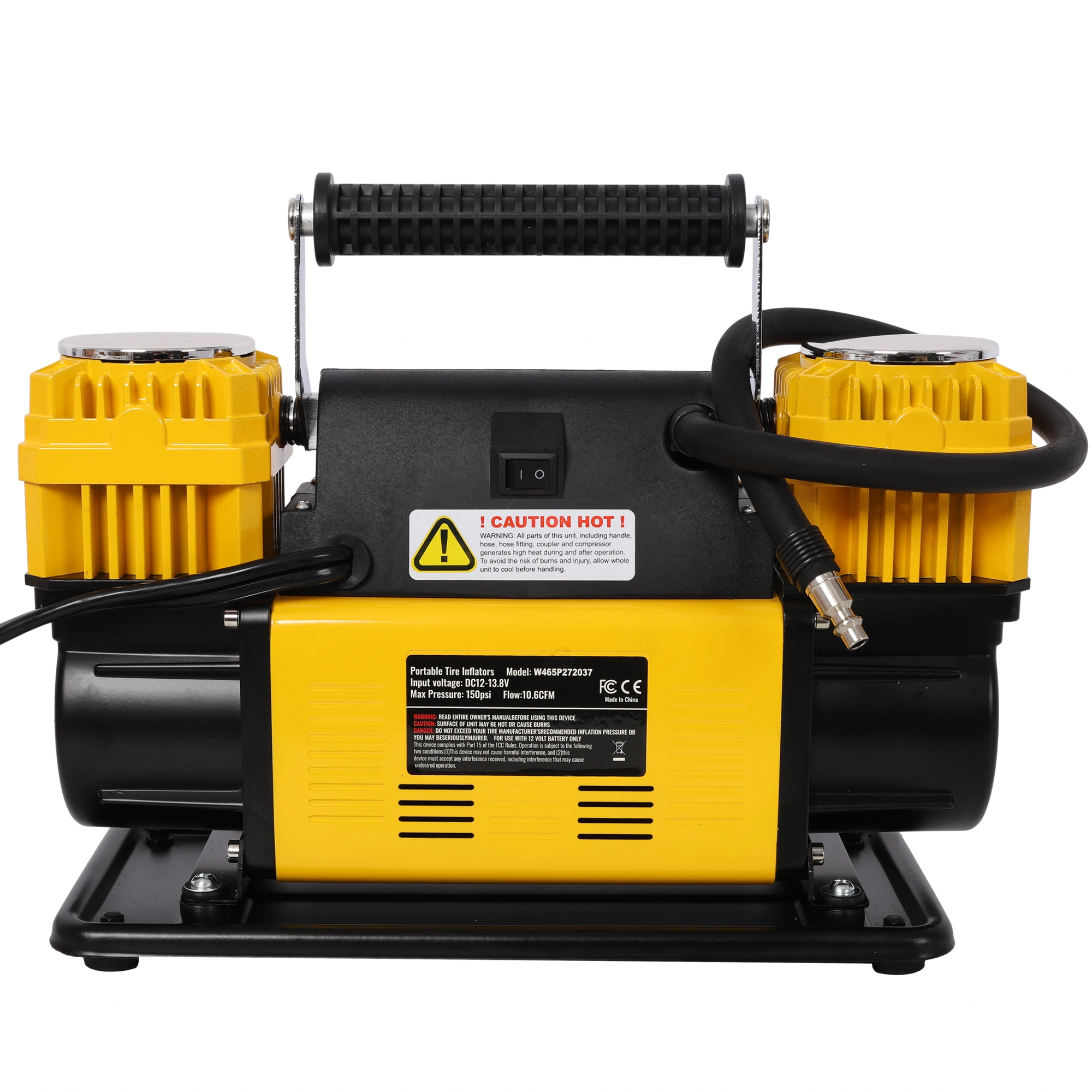 12V Dual Cylinder Air Compressor Tire Inflator, 150 PSI Heavy Duty Air Pump w/Pressure Gauge for Car SUV RV Truck view 13