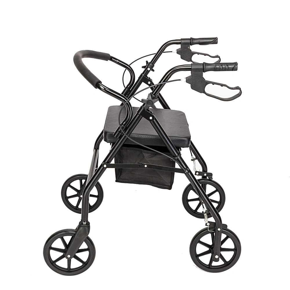 Steel Walker with Wheels - Rollator Walking Frame for Seniors, Black