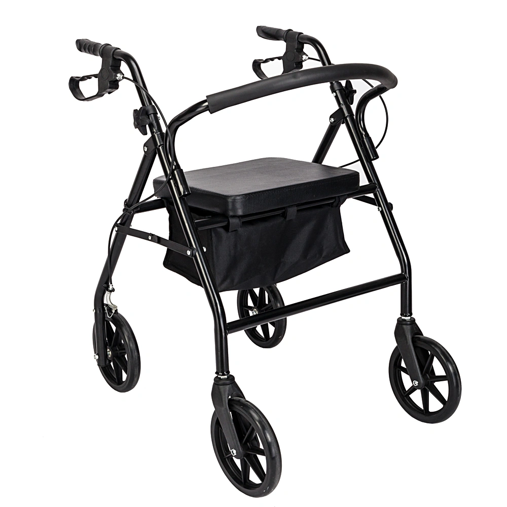 Steel Walker with Wheels - Rollator Walking Frame for Seniors, Black view 2