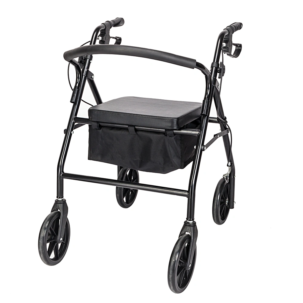 Steel Walker with Wheels - Rollator Walking Frame for Seniors, Black view 3