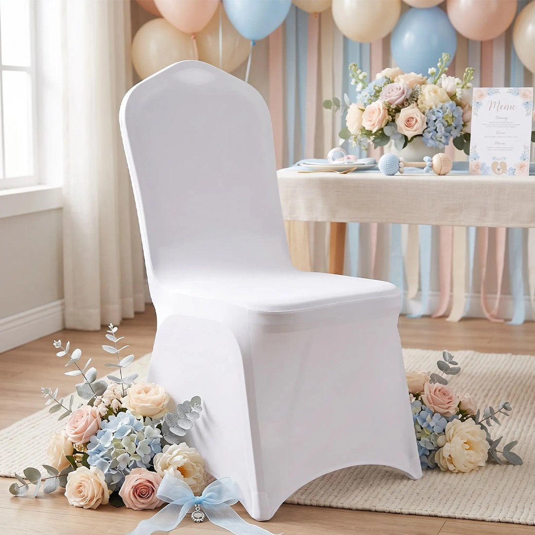 1PC White Stretch Spandex Folding Chair Cover, Formal Banquet Chair Slipcover UK