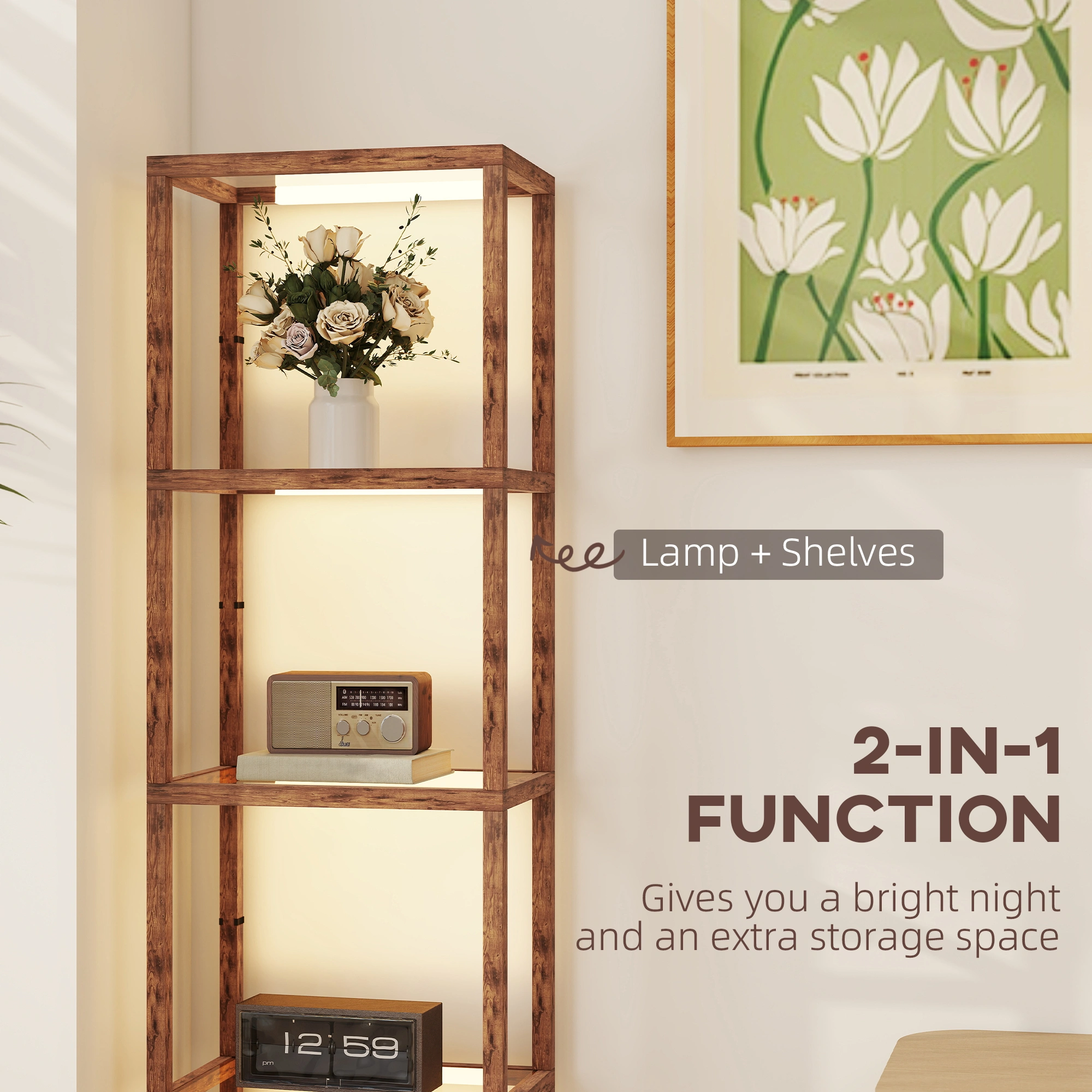 Elegant Floor Lamp with Base - Freestanding Lighting for Living Room, Bedroom, Hallway view 3