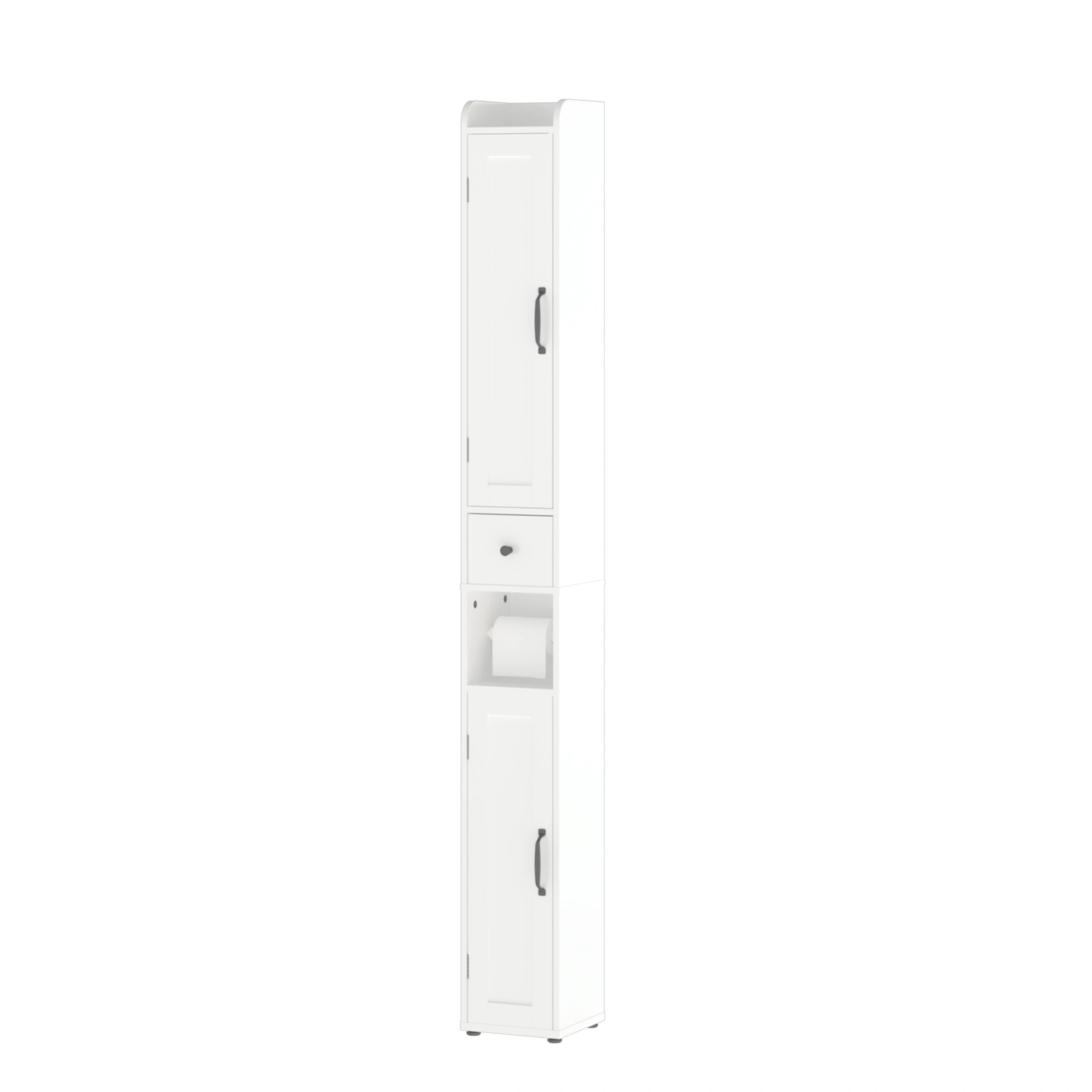 Tall Bathroom Storage Cabinet 67.5", Slim Freestanding 2-Door White Storage Console with Adjustable Shelves, Anti-Tip & Open Compartments for Small Spaces view 12
