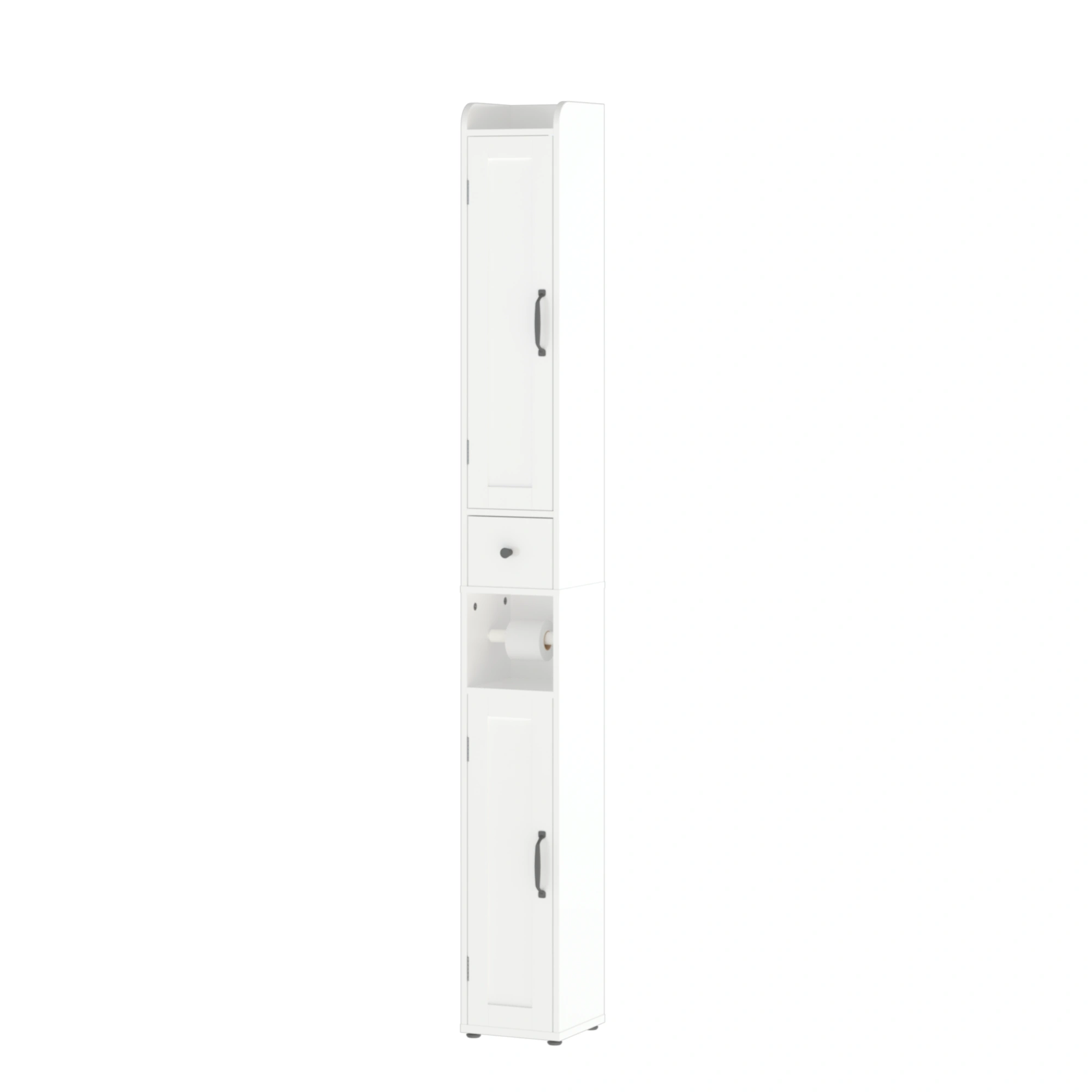 Tall Bathroom Storage Cabinet 67.5", Slim Freestanding 2-Door White Storage Console with Adjustable Shelves, Anti-Tip & Open Compartments for Small Spaces view 8