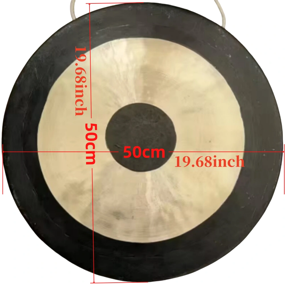 50cm Yellow-Black Copper-Steel Alloy Gong, Traditional Chinese Percussion Instrument for Festival, Meditation, Yoga & Music Events view 2