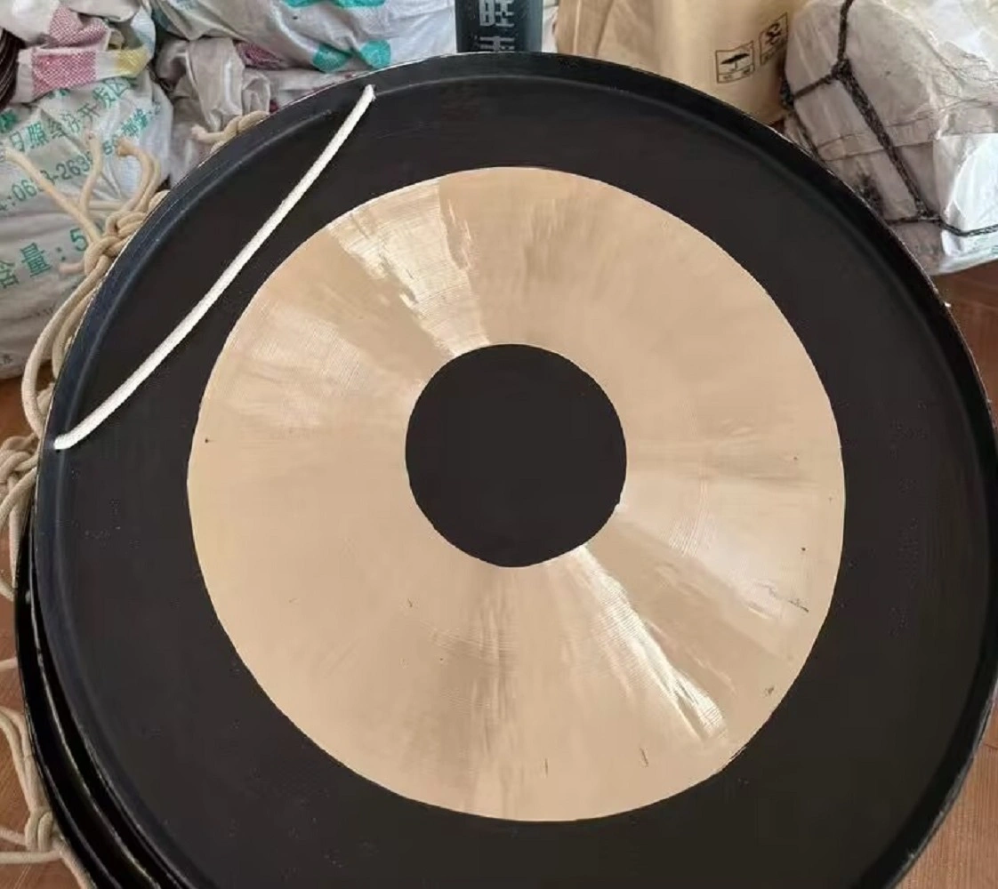 50cm Yellow-Black Copper-Steel Alloy Gong, Traditional Chinese Percussion Instrument for Festival, Meditation, Yoga & Music Events view 3