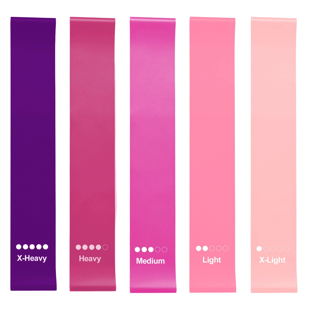 Set of 5 Resistance Loop Bands, TPE Exercise Bands for Fitness, Yoga, Physical Therapy & Home Workout, Pink