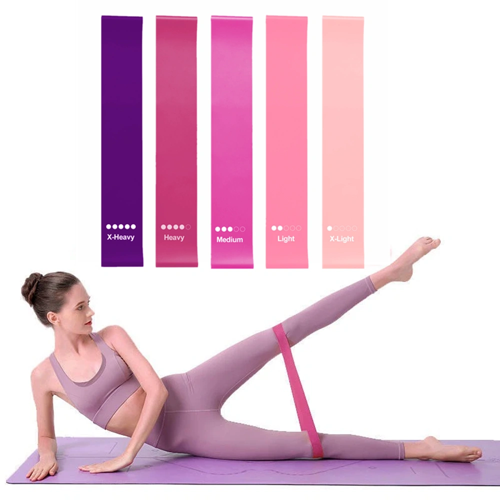 Set of 5 Resistance Loop Bands, TPE Exercise Bands for Fitness, Yoga, Physical Therapy & Home Workout, Pink view 5
