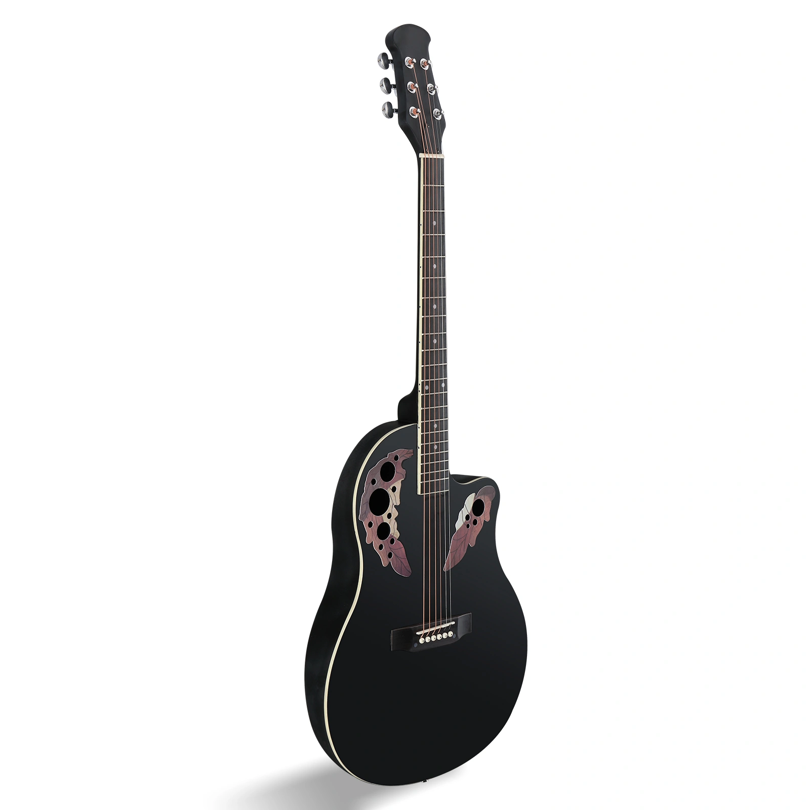 41 inch Cutawary Round Back Acoustic Guitar Spruce Top Grape Hole Black