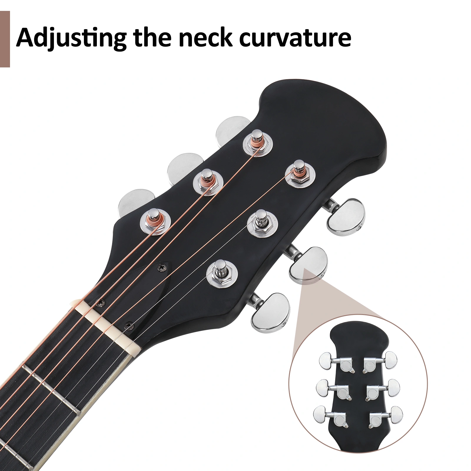 41 inch Cutawary Round Back Acoustic Guitar Spruce Top Grape Hole Black view 8