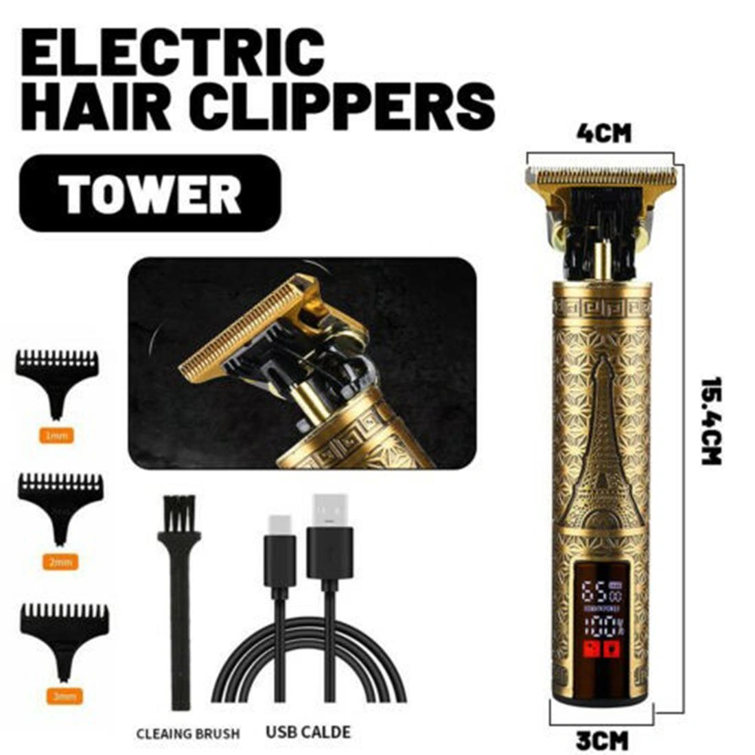 LCD Professional Hair Clippers and Beard Trimmer for Men, Cordless Barber Shaving Machine, Rechargeable Hair Cut Trimmer with Screen Display view 2