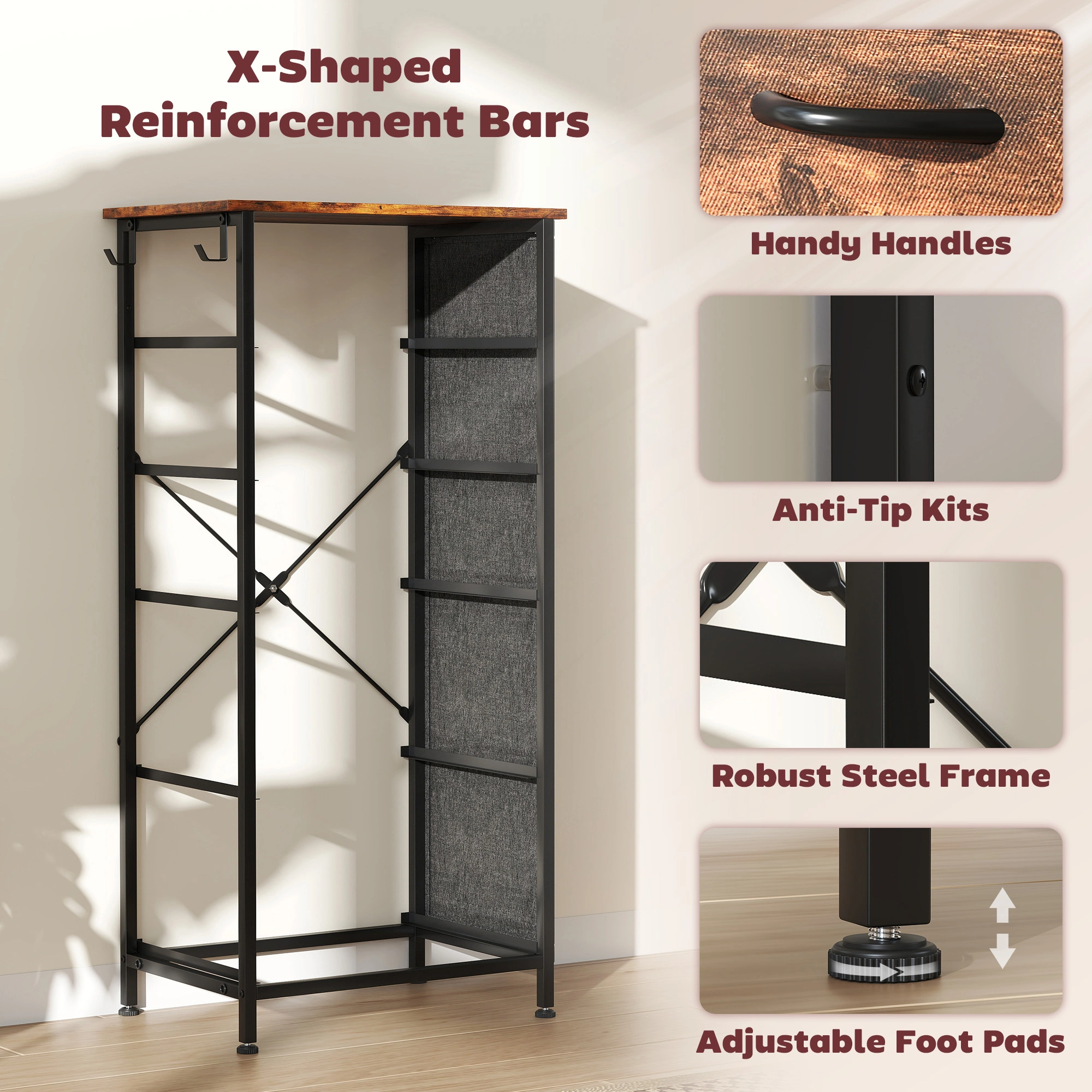 Wood Storage Chest of Drawers, Large Organizer Cabinet with Multiple Drawers for Bedroom Living Room view 3