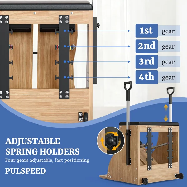 Pilates Chair Wunda Chair Pilates Combo Chair with Handles Split Pedals Reformer Machine for Yoga Core Training Rehabilitation Includes Non-Slip Socks (Wood Panel Bracket) view 4