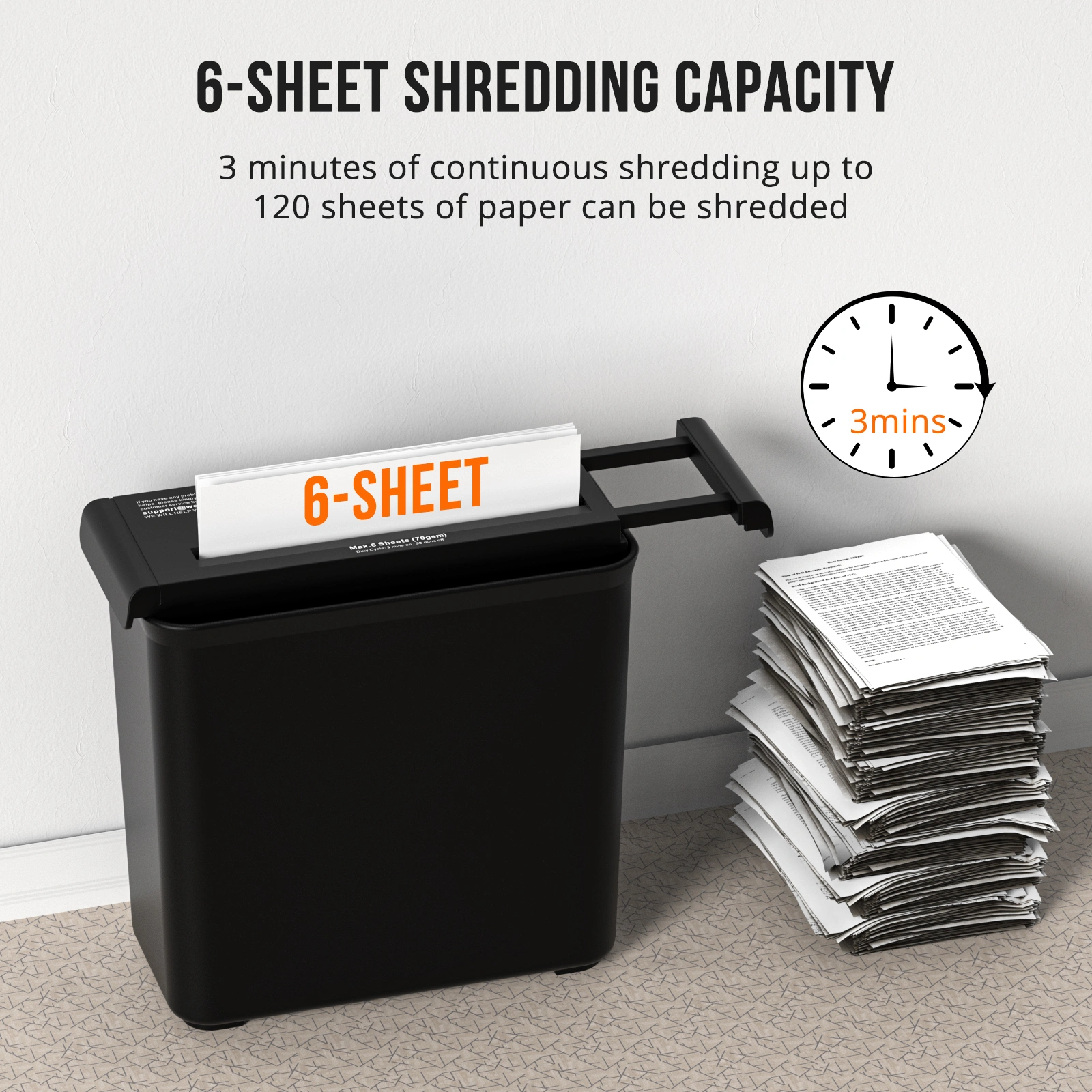 Small Paper Shredder for Home, 6 Sheet Strip Cut Paper Shredder Without Basket,Portable Shredder Extendable Arm Design with Overheat Protection for Home Office view 5