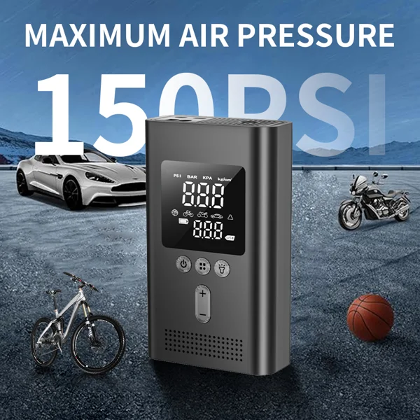 Portable Car Jump Starter with Air Compressor,150PSI Digital Tire Inflator,Car Battery Jump Starter (9.0 Gas/6.5L Diesel),Safe Clamps for Easy Use, Christmas Gift view 4