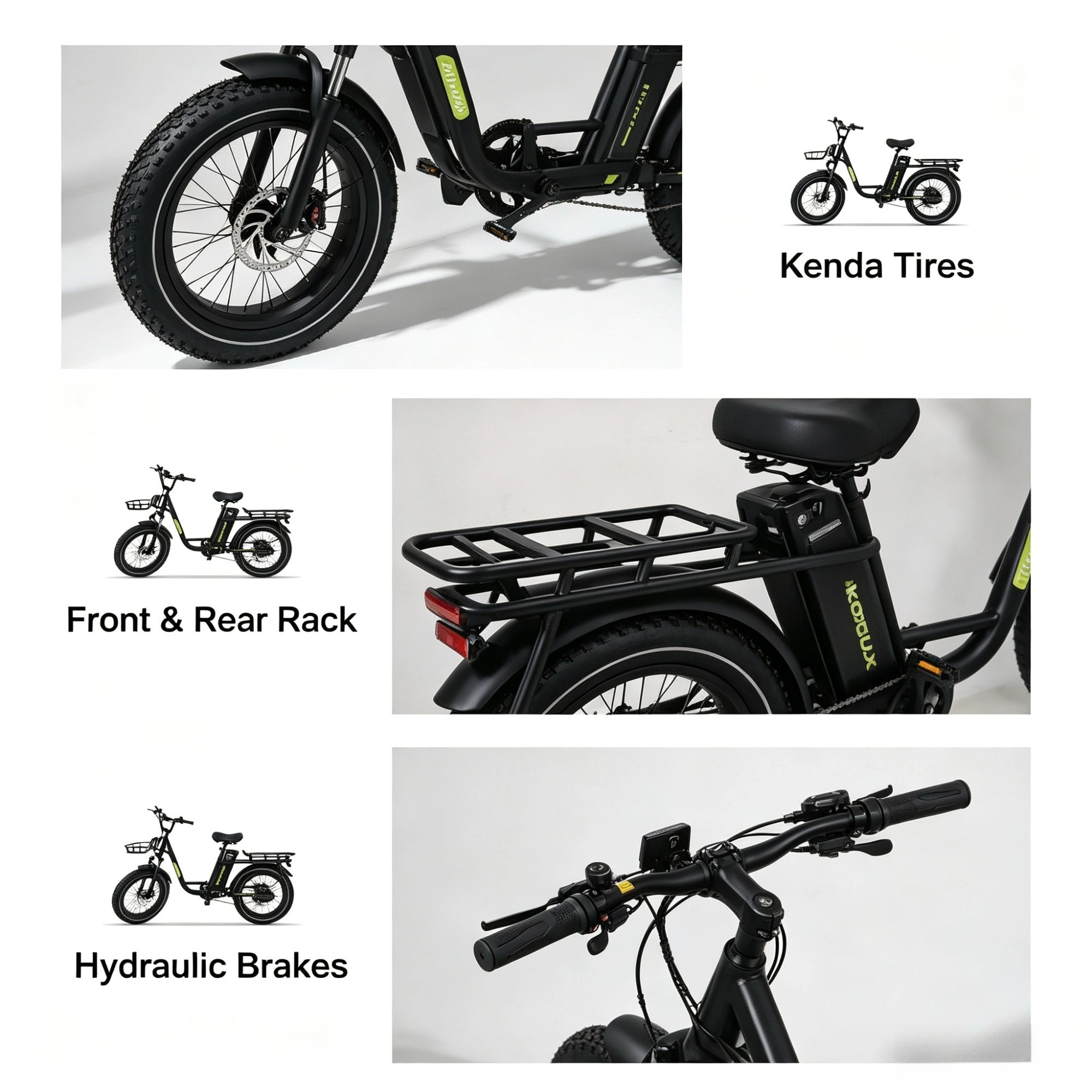 UK Warehouse In Stock, Koolux X7 Fat Tire E‑Bike, 750W Peak Motor, Kenda Tires, Hydraulic Brakes, 48V 20Ah Long Range, Black Electric Bicycle view 4