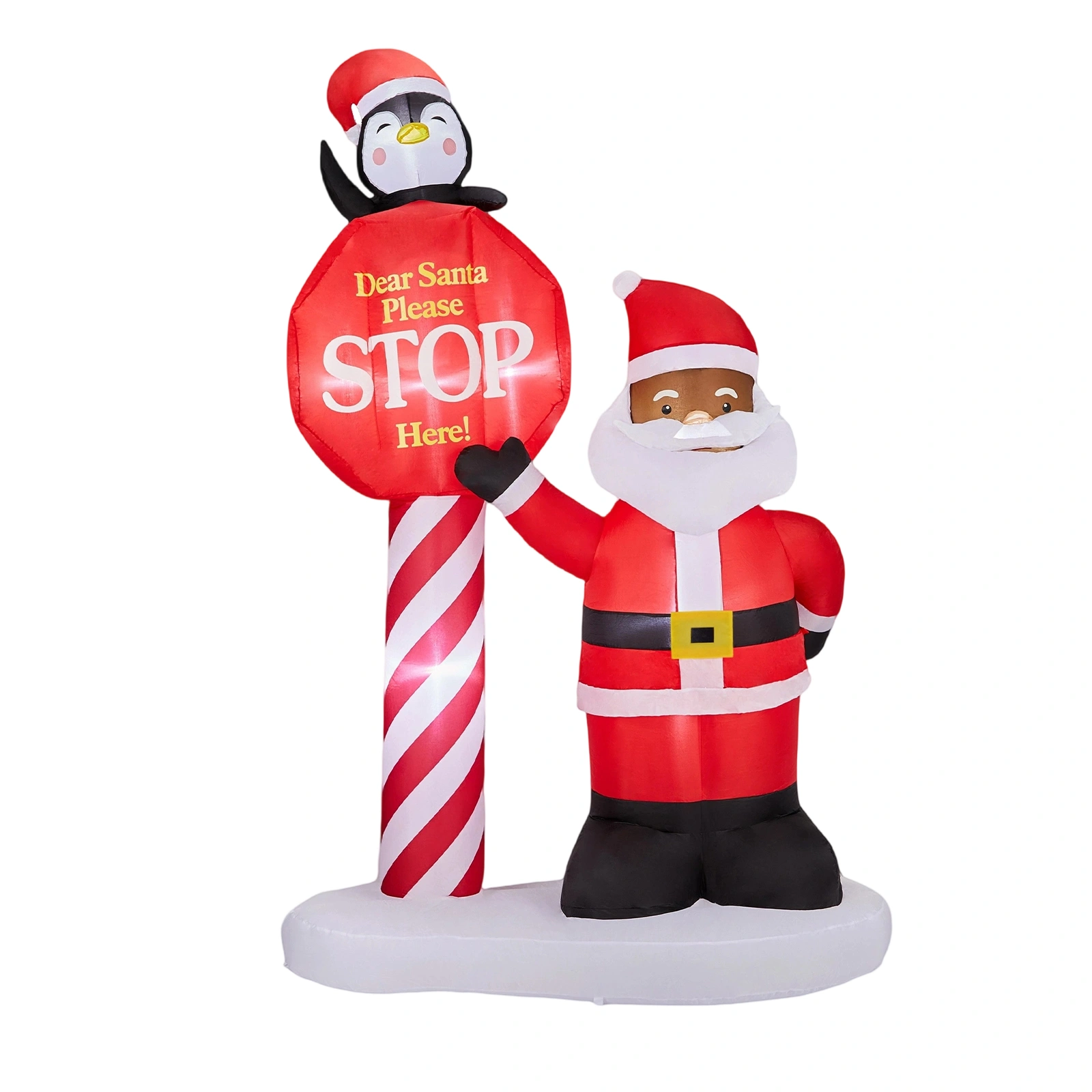 8.2FT Lighted Christmas Inflatable Black Santa with Road Sign, LED Blow Up Yard Decor for Holiday Party Front Lawn Garden view 9