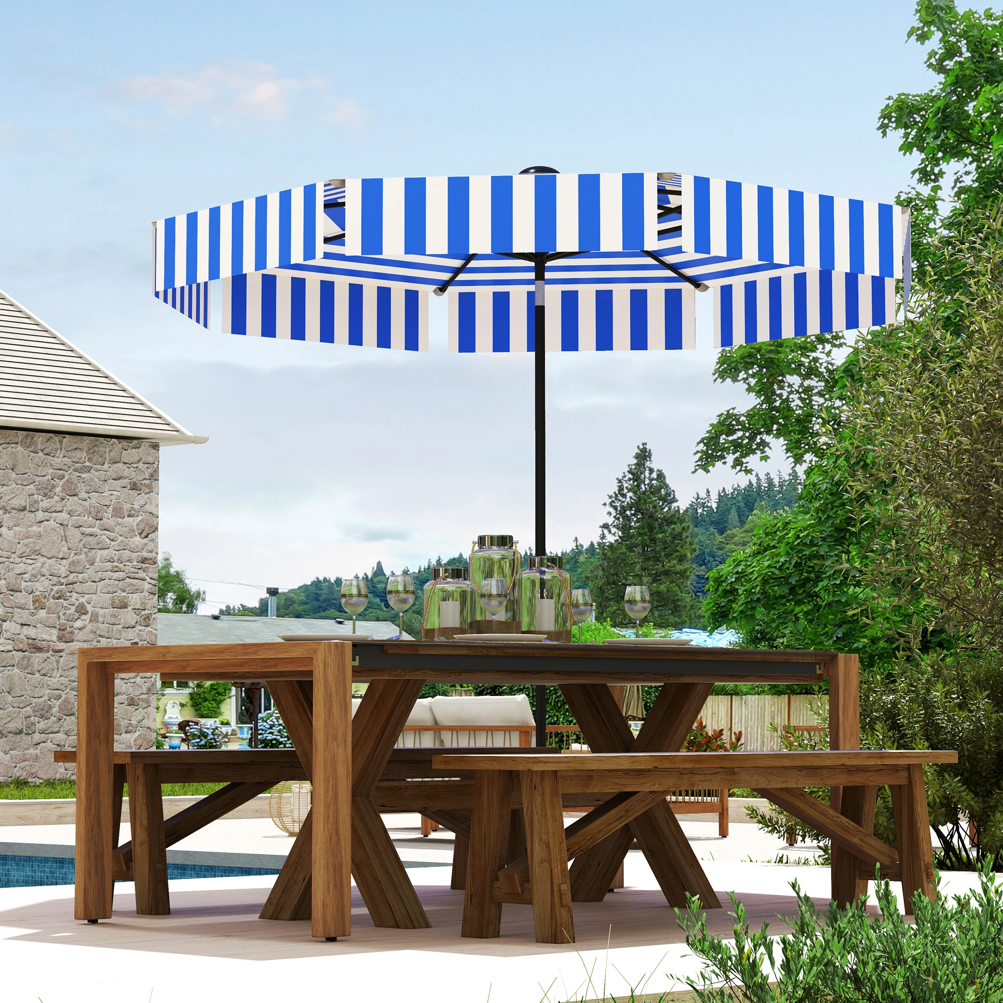 Outdoor Beach Umbrella - Portable Sun Shade Canopy for Pool, Patio & Garden