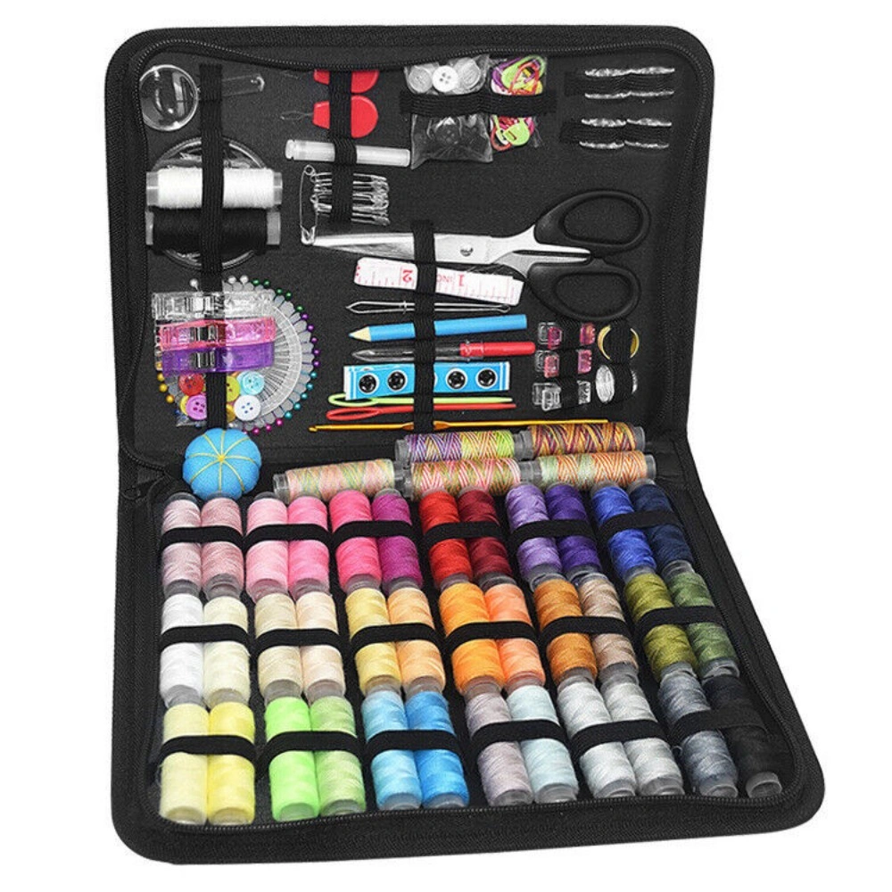 230Pcs Large Portable Sewing Kit - Travel Case Needles Thread Scissors Set Box view 2