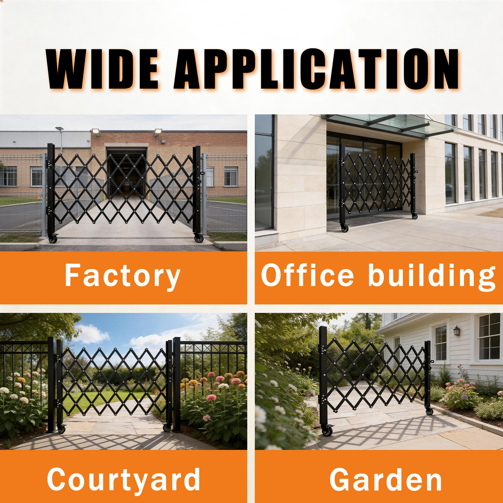 Foldable Security Gate, Expandable Safety Barrier, 360° Swivel Casters Lockable, Portable Rolling Barricade for Garage Warehouse Driveway Pool, 51.57"H x 42"W view 4