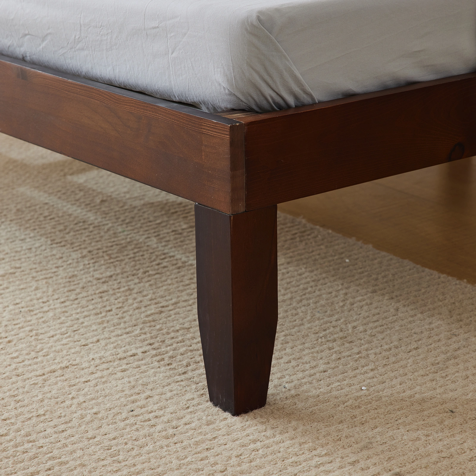 Twin Basic Bed Frame Pine Wood Painted Surface Bed Single Bed 74.41*37.99*12in Coffee view 10