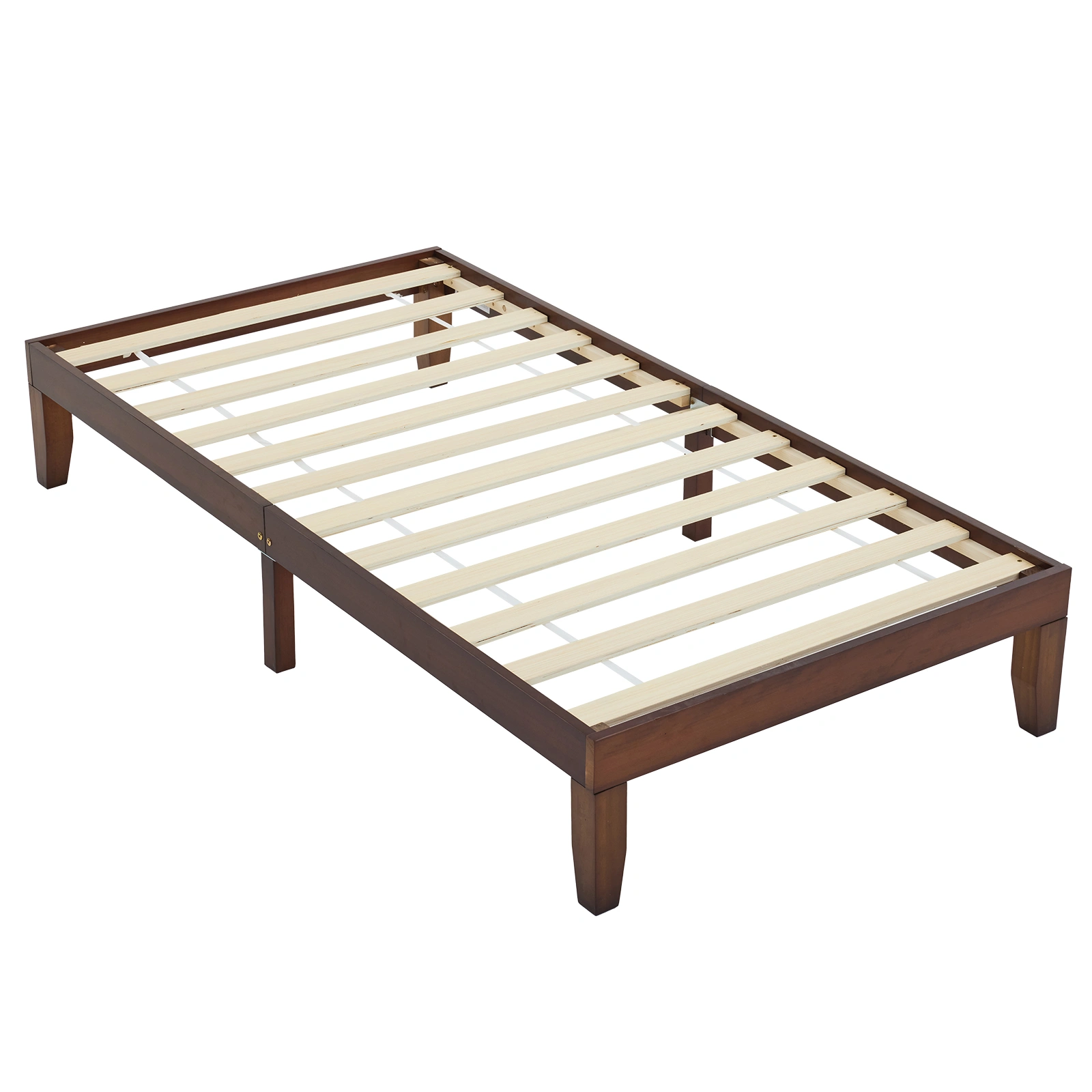 Twin Basic Bed Frame Pine Wood Painted Surface Bed Single Bed 74.41*37.99*12in Coffee view 2