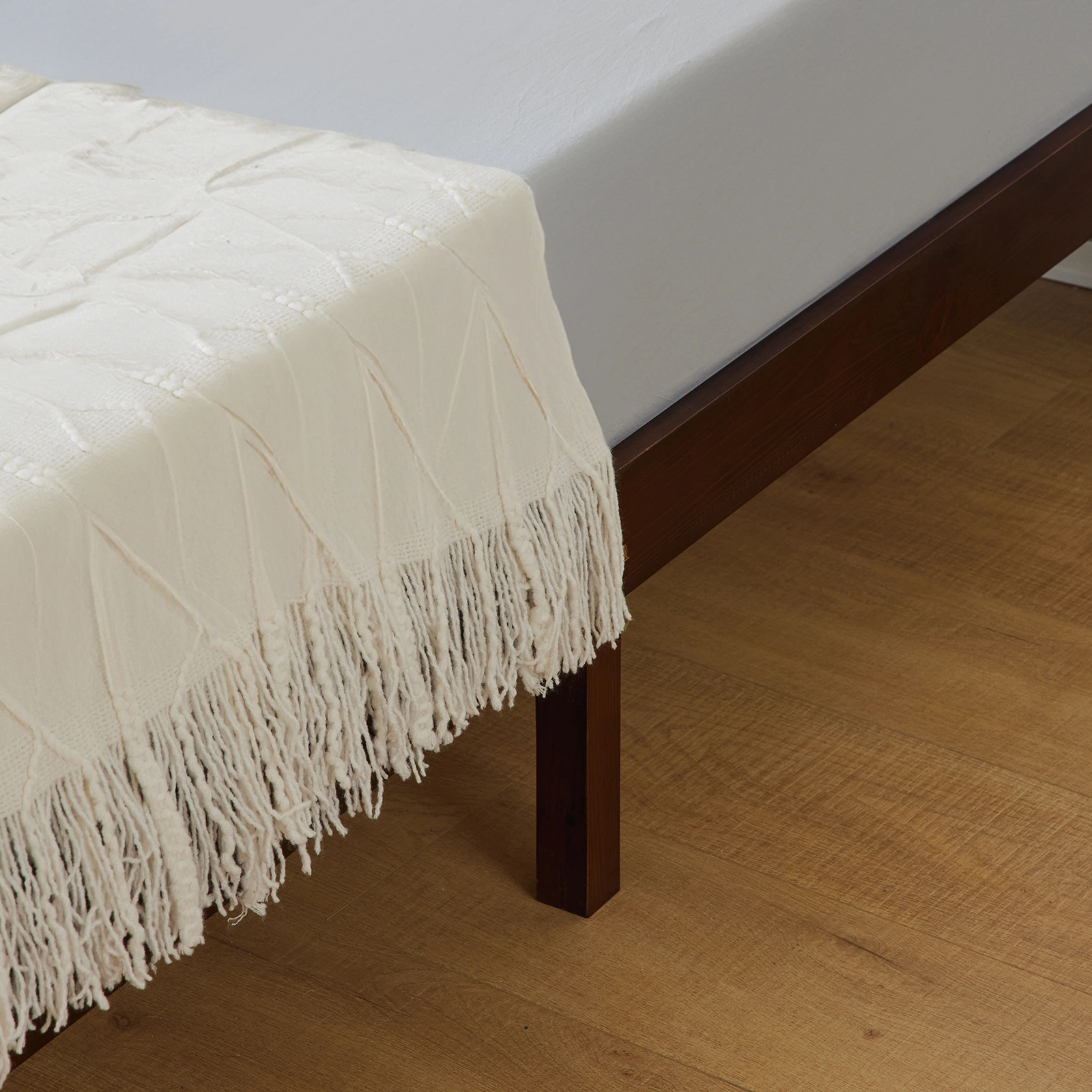 Twin Basic Bed Frame Pine Wood Painted Surface Bed Single Bed 74.41*37.99*12in Coffee view 9