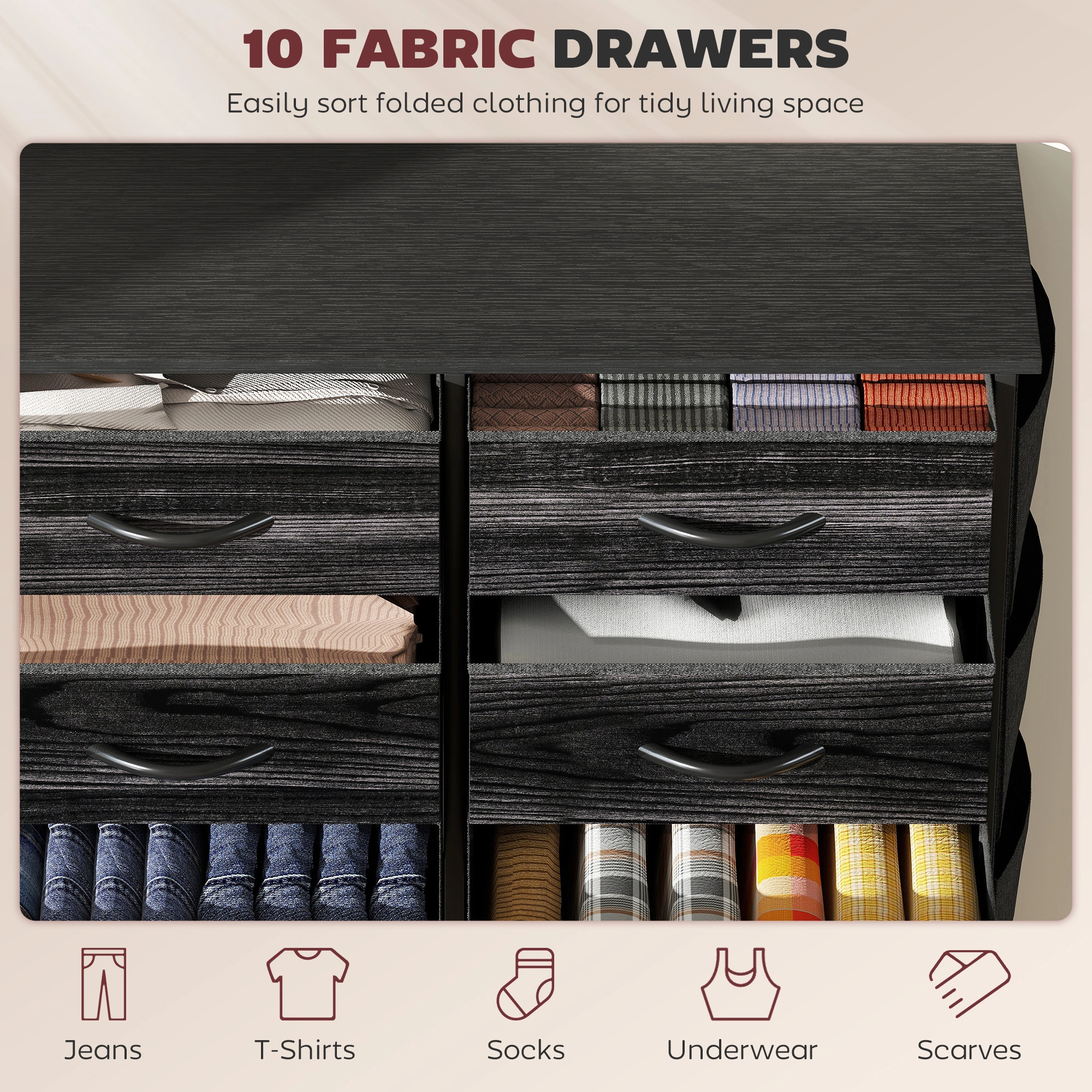 Wood Storage Chest of Drawers - 4 Tier Organizing Bin with Lid, Large Capacity Wooden Craft Box for Blankets, Toys & Kitchen Supplies view 5