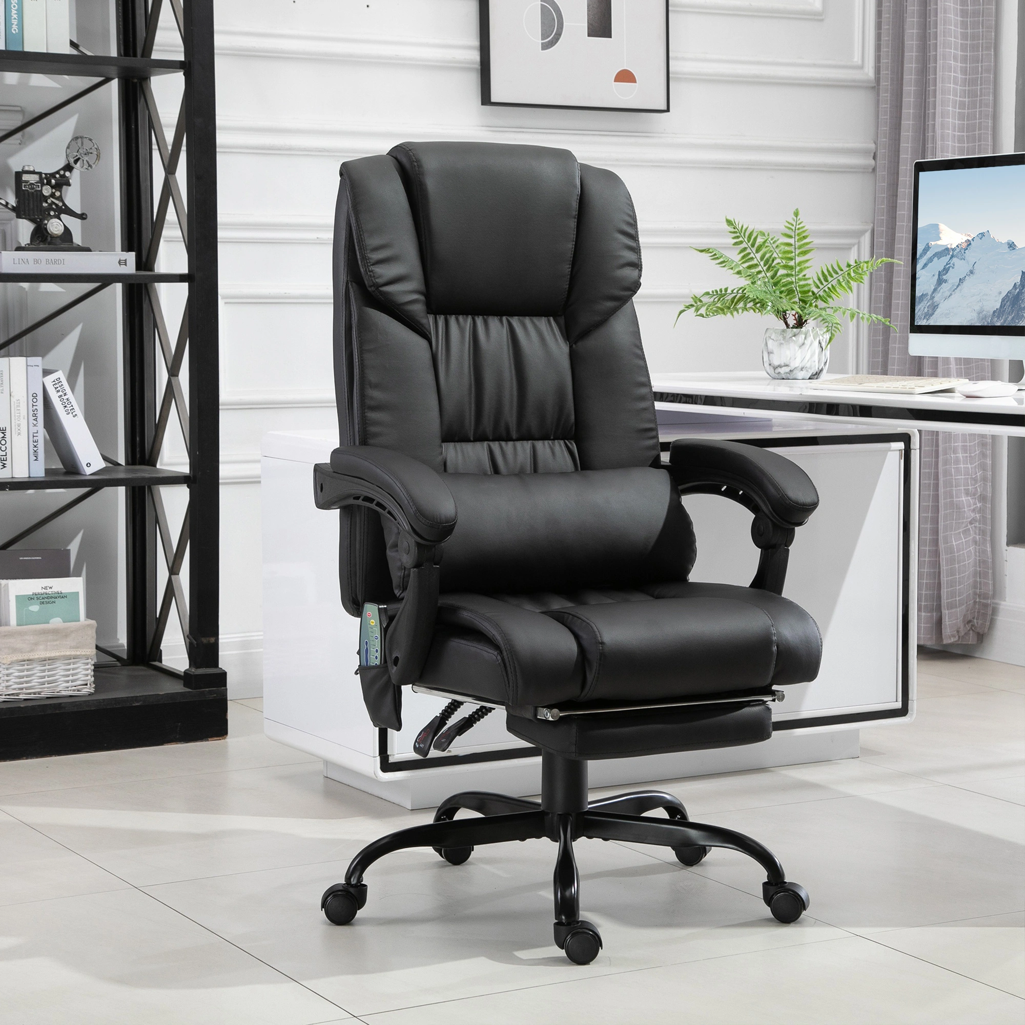 Ergonomic Office Chair with Massage Function, Lumbar Support Executive Swivel Desk Chair, Black