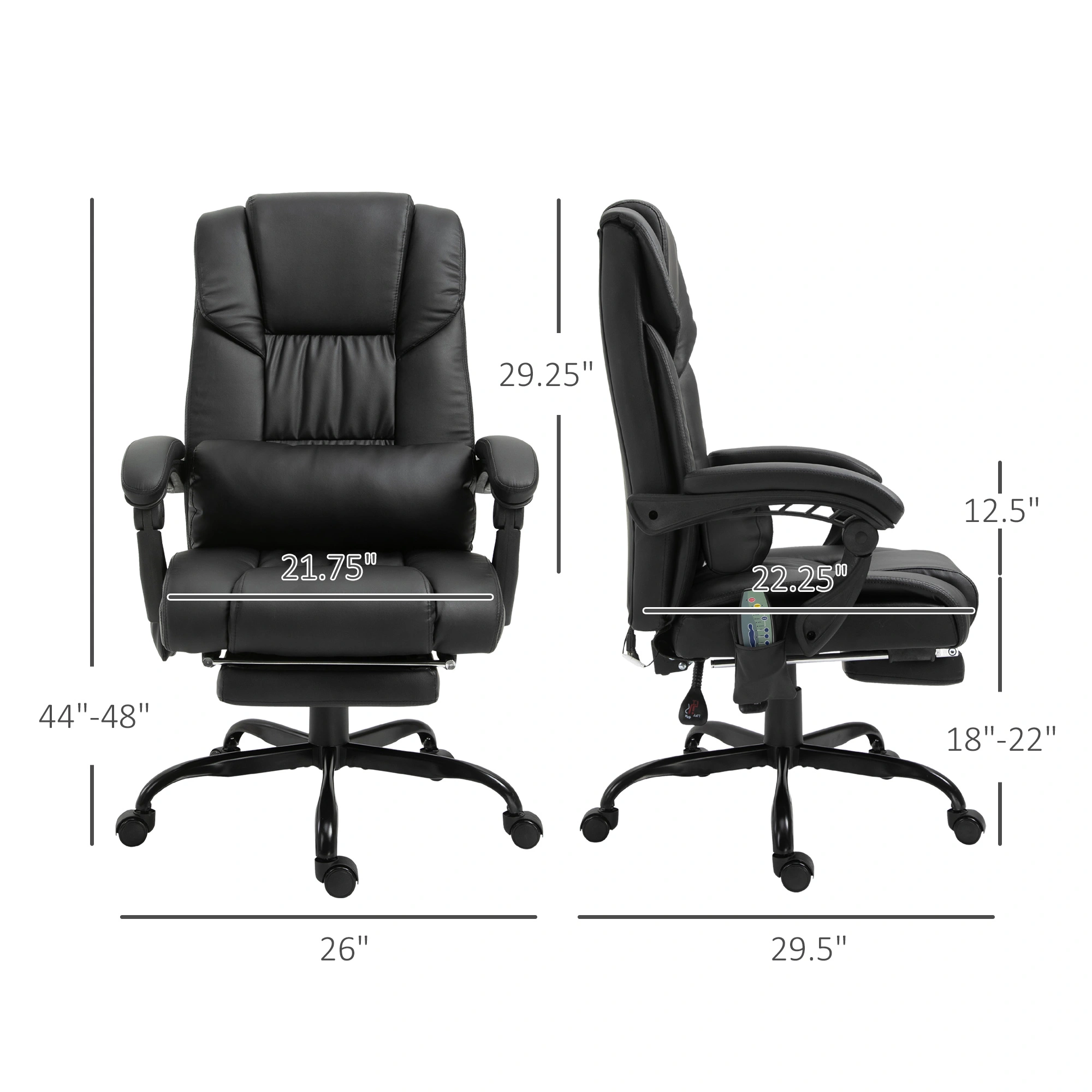 Ergonomic Office Chair with Massage Function, Lumbar Support Executive Swivel Desk Chair, Black view 2