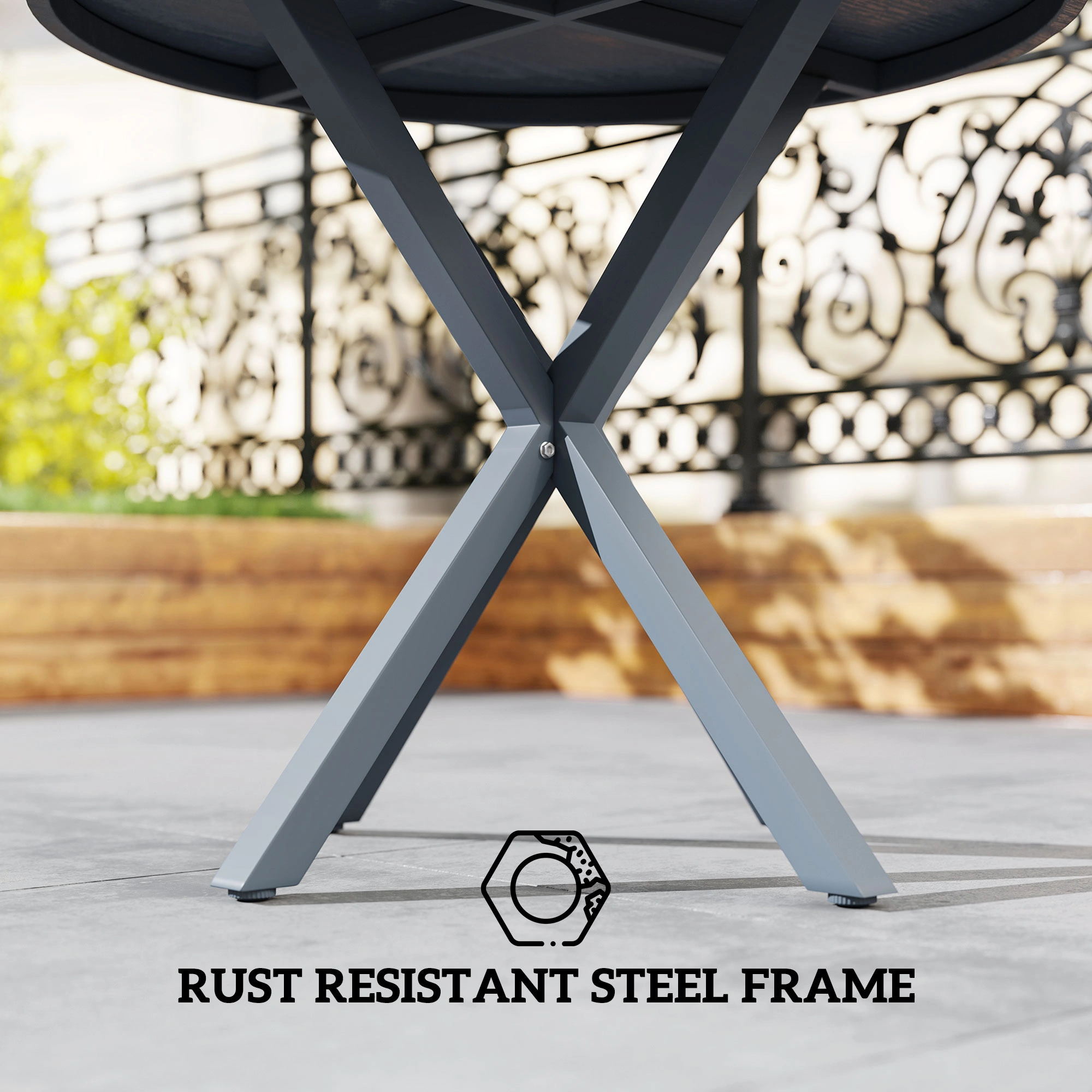 Solid Wood Dining Table, 6-Seater Rectangular Kitchen Table, Modern Dining Room Table with Metal Legs view 3