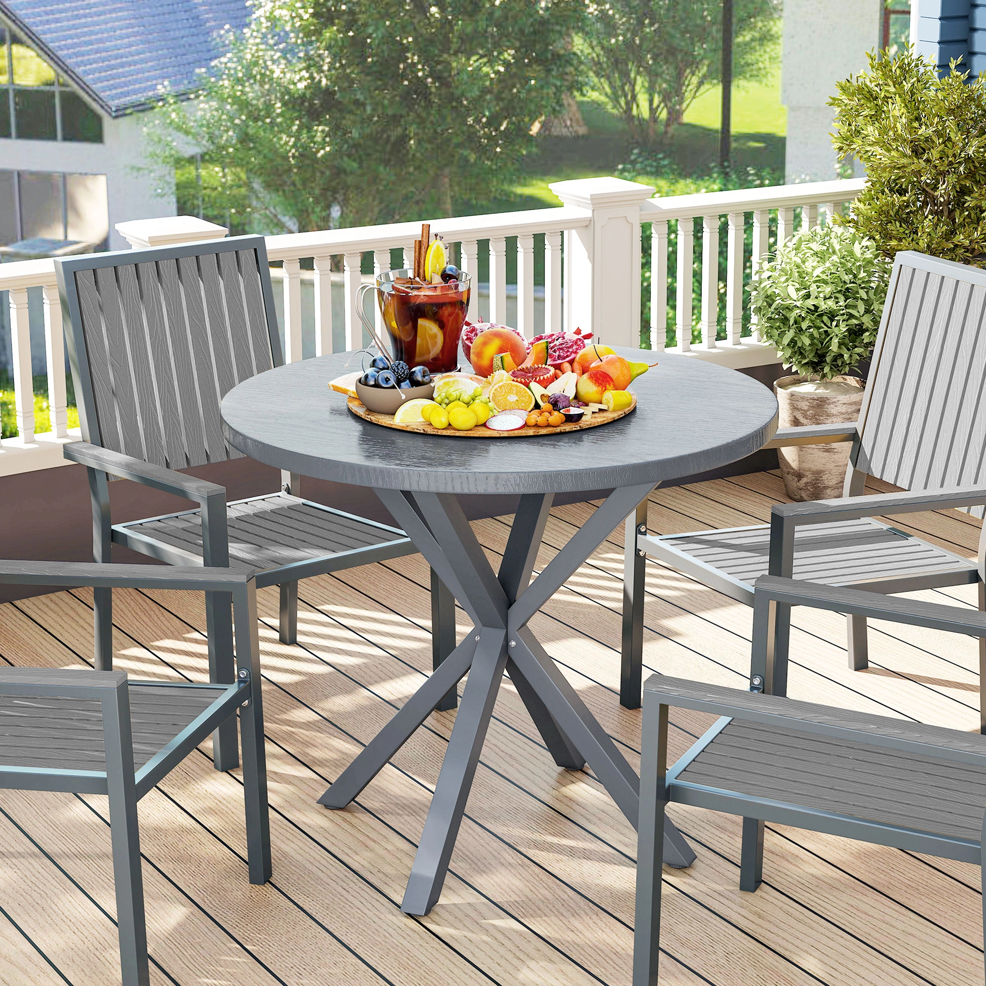Solid Wood Dining Table, 6-Seater Rectangular Kitchen Table, Modern Dining Room Table with Metal Legs view 5