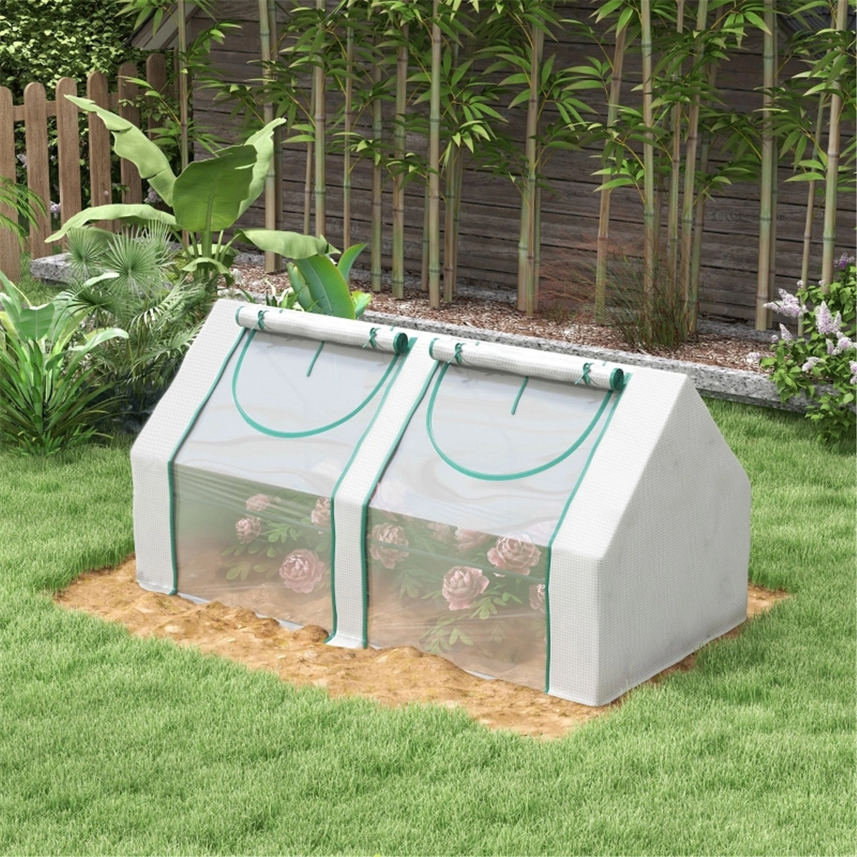Mini Walk-In Greenhouse Tent, Portable Garden Cold Frame with Zipper Door, UV-Resistant Polyethylene Cover, Easy Assembly Outdoor Plant Protector