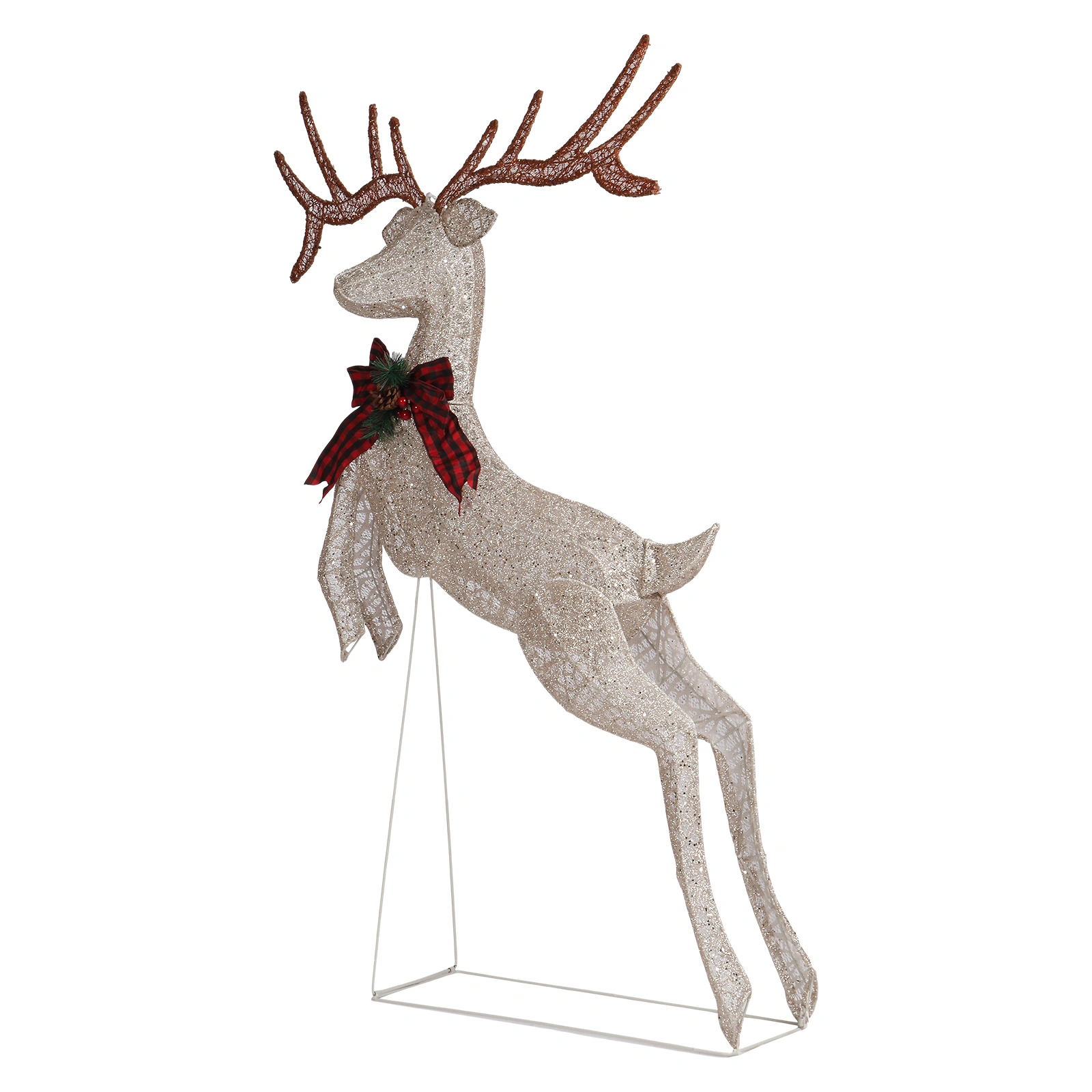 5FT Lighted Jumping Reindeer Christmas Decoration, Pre-lit Outdoor Indoor Holiday Decor with 100 Warm White LED Lights, Xmas Yard Garden Display Ornament