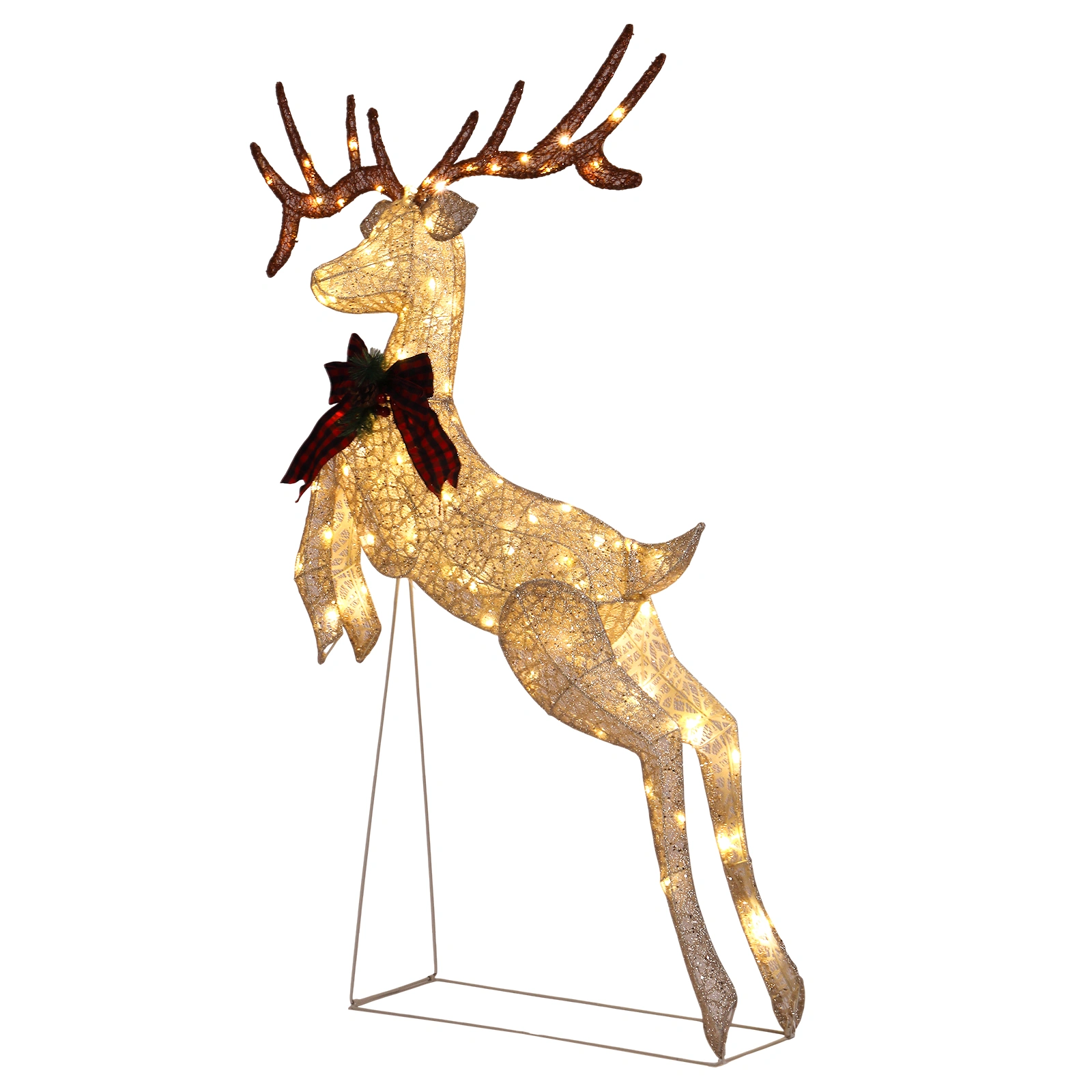 5FT Lighted Jumping Reindeer Christmas Decoration, Pre-lit Outdoor Indoor Holiday Decor with 100 Warm White LED Lights, Xmas Yard Garden Display Ornament view 3