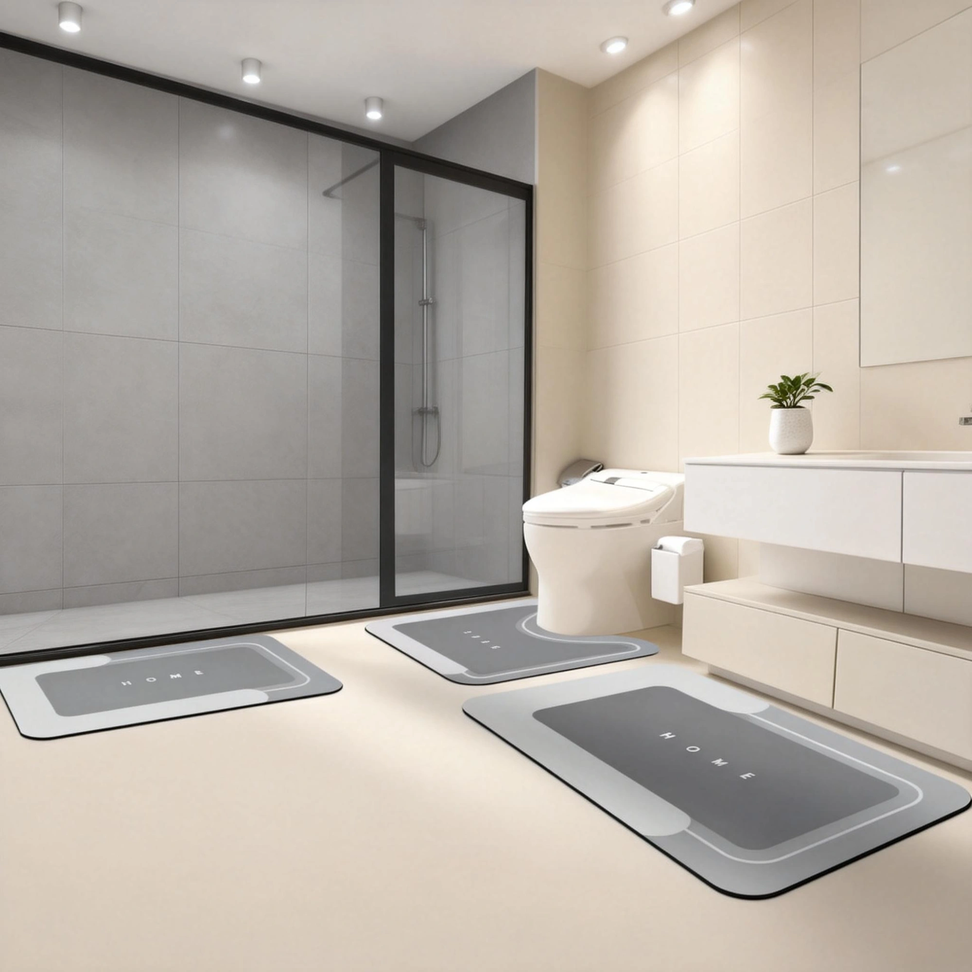 3 Pack Absorbent Bath Mat Set, Quick Drying Non-Slip Rug with Rubber Backing for Bathroom Kitchen Shower, SKU 66814487 view 2