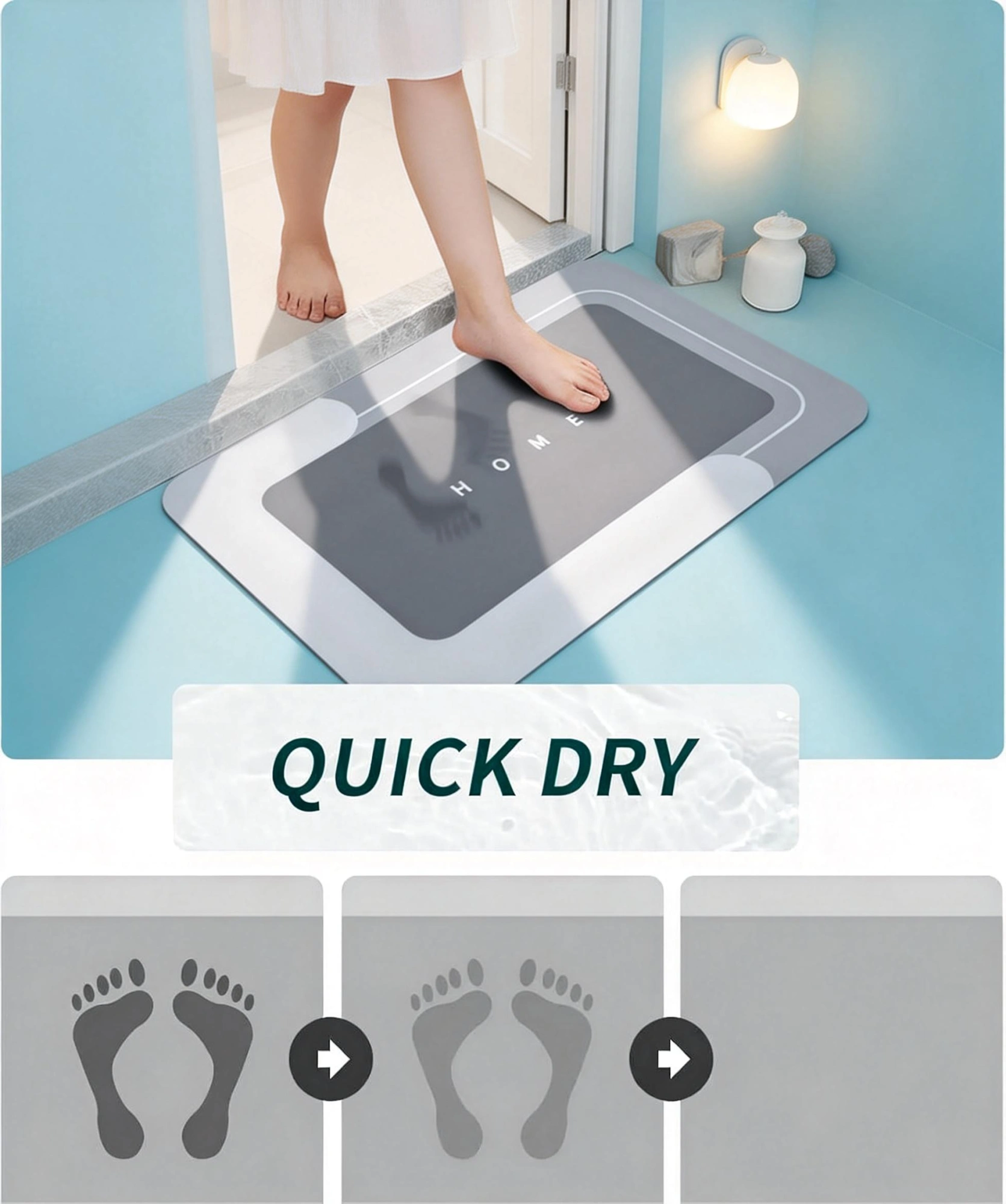 3 Pack Absorbent Bath Mat Set, Quick Drying Non-Slip Rug with Rubber Backing for Bathroom Kitchen Shower, SKU 66814487 view 3