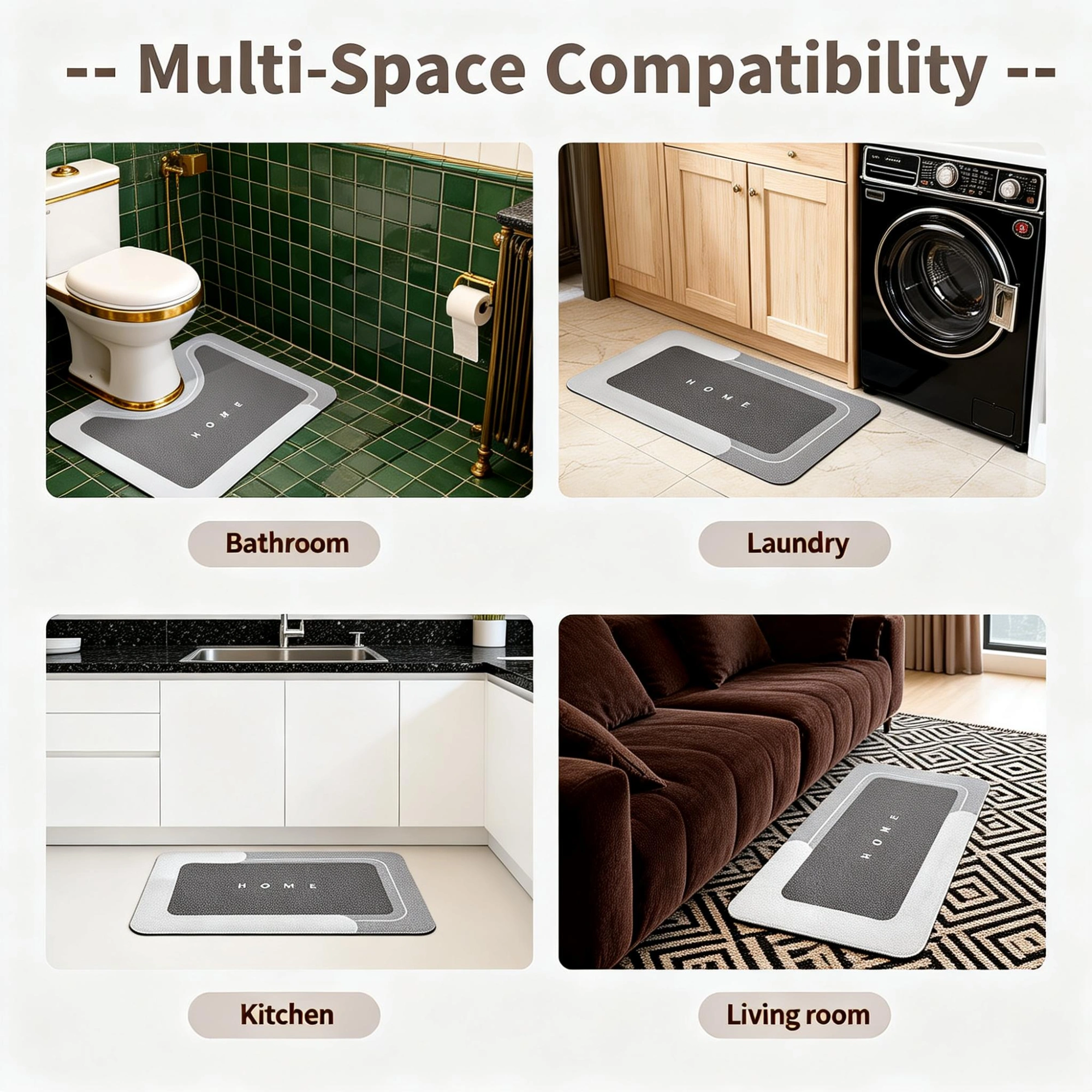 3 Pack Absorbent Bath Mat Set, Quick Drying Non-Slip Rug with Rubber Backing for Bathroom Kitchen Shower, SKU 66814487 view 5