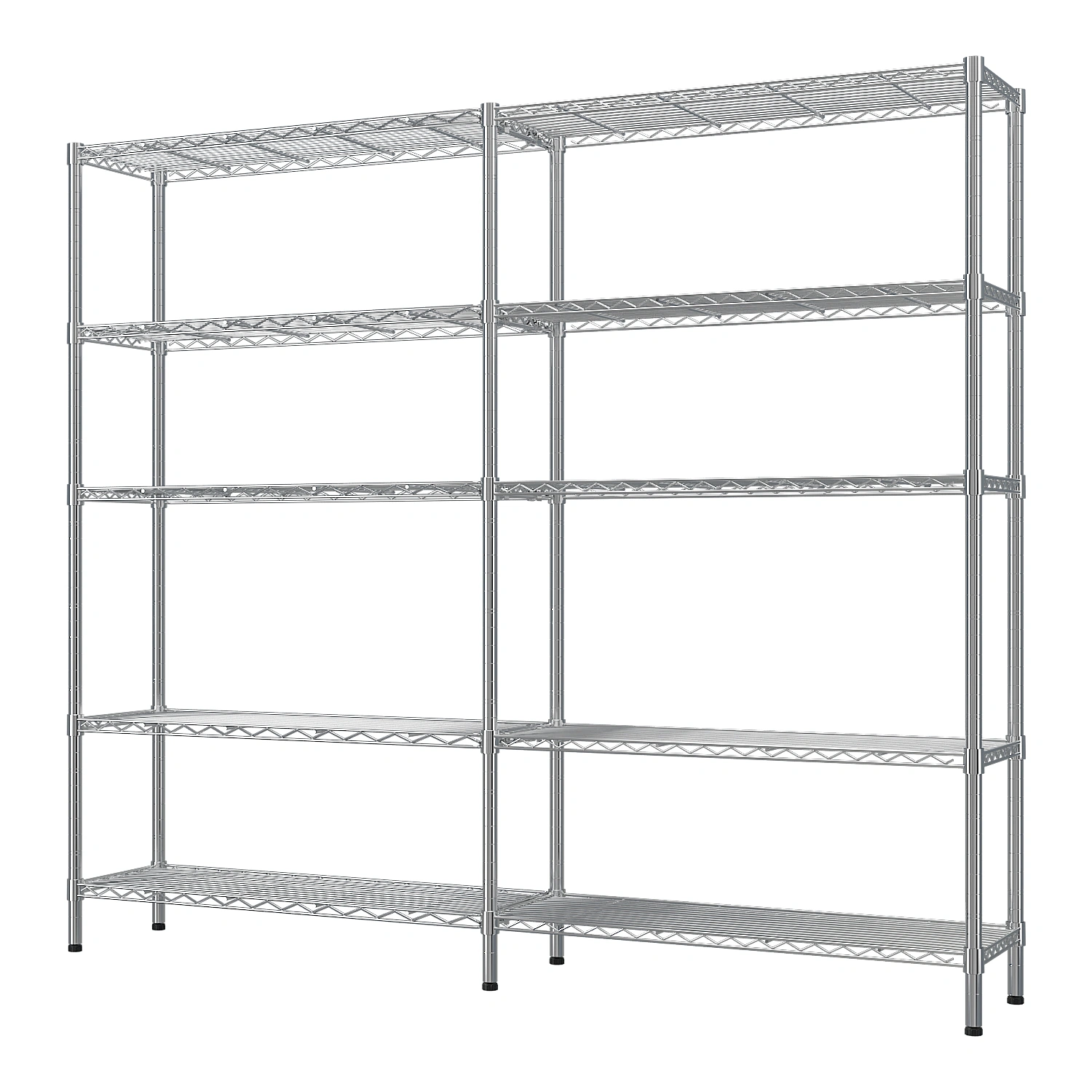 Chrome-Plated Display Stand, 5-Layer Double Row Adjustable Spacing with Feet, 177x40x180cm, Iron view 2