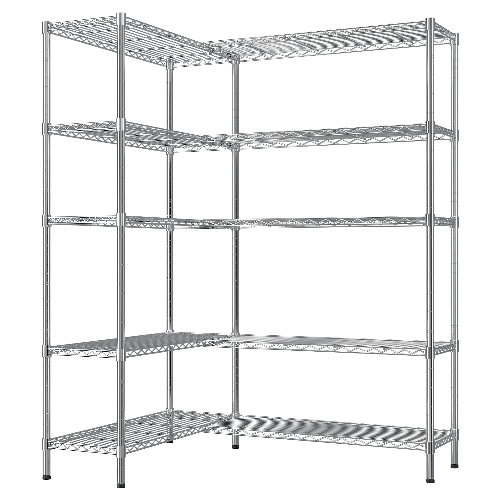 Chrome-Plated Display Stand, 5-Layer Double Row Adjustable Spacing with Feet, 177x40x180cm, Iron view 3