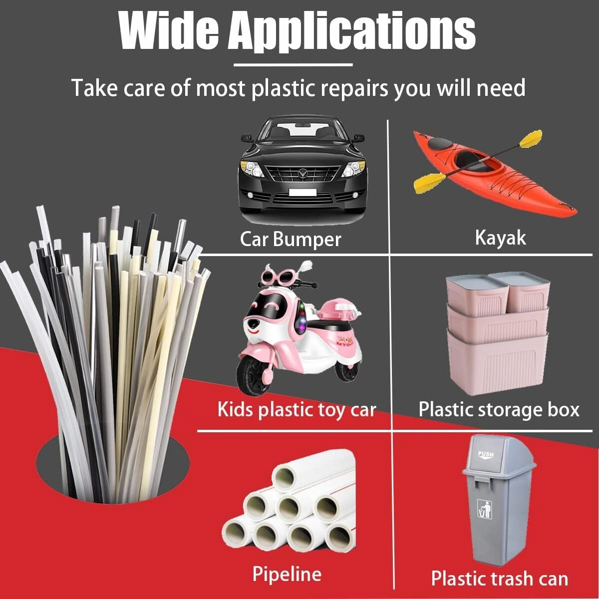 Plastic Welding Rods TPO ABS PP PE PU Auto Trim Panel Bumper Repair Tool Kit view 3