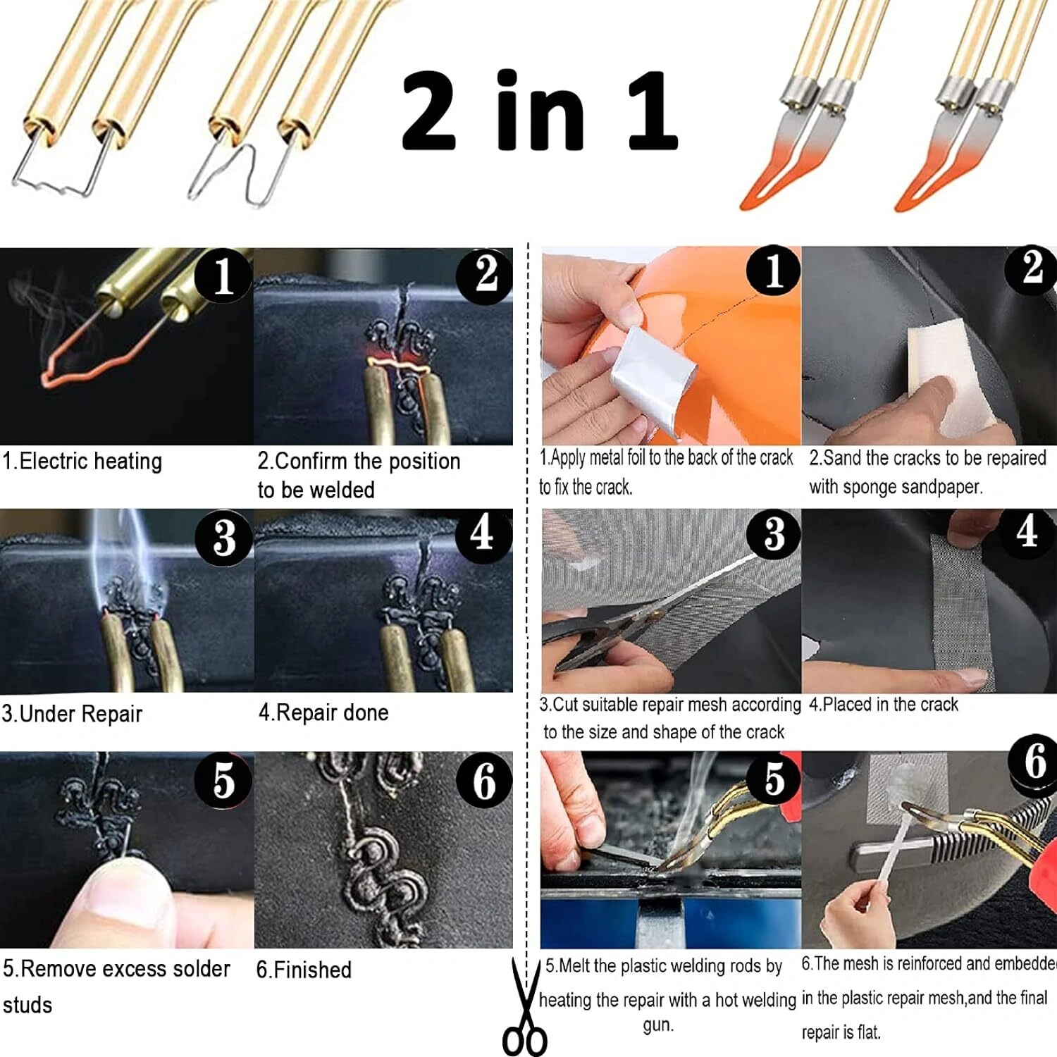Plastic Welding Rods TPO ABS PP PE PU Auto Trim Panel Bumper Repair Tool Kit view 5