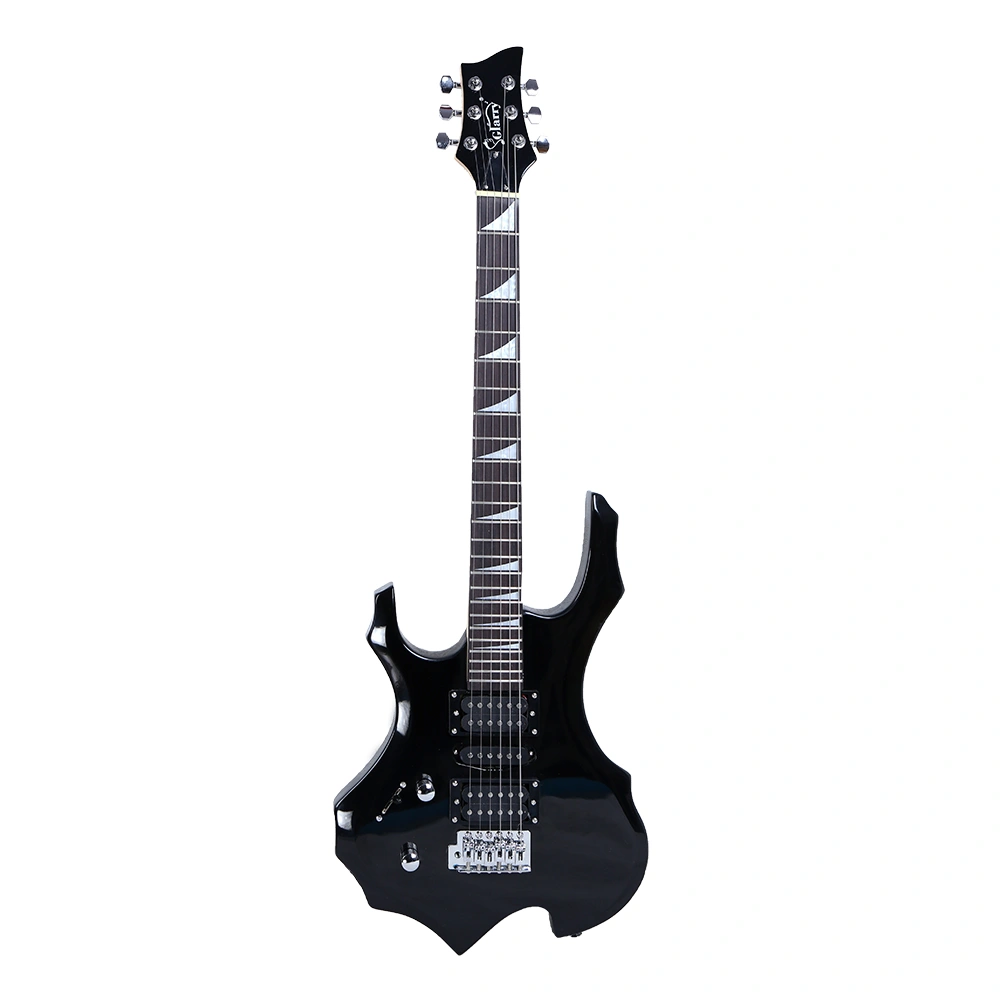 Flame Left Hand Electric Guitar HSH Pickup Shaped Electric Guitar Pack Strap Picks Shake Cable Wrench Tool Black